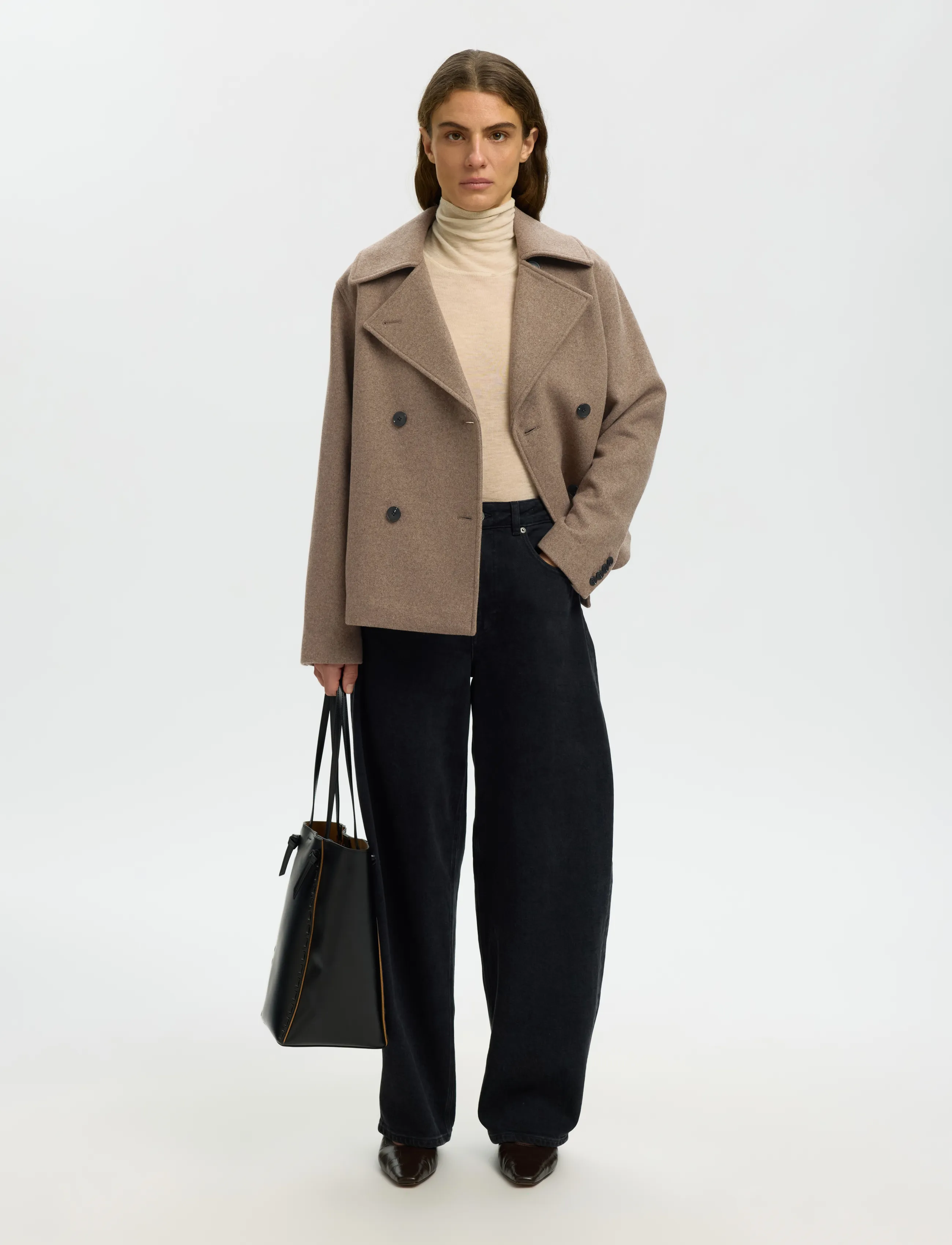 Selected - SLWZIA-ALMA WOOL BLEND JACKET NOOS - uldjakker - fallen rock - 3