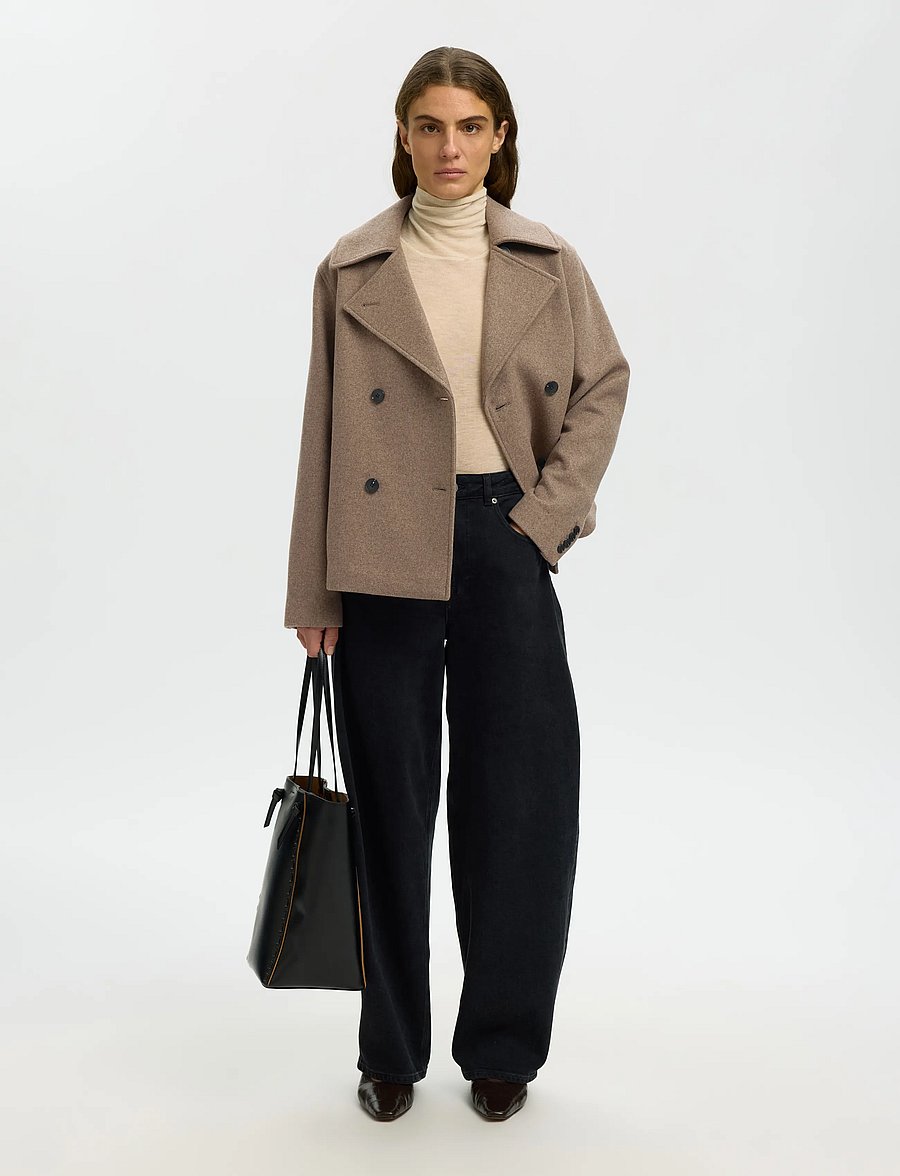 Selected - SLWZIA-ALMA WOOL BLEND JACKET NOOS - uldjakker - fallen rock - 3