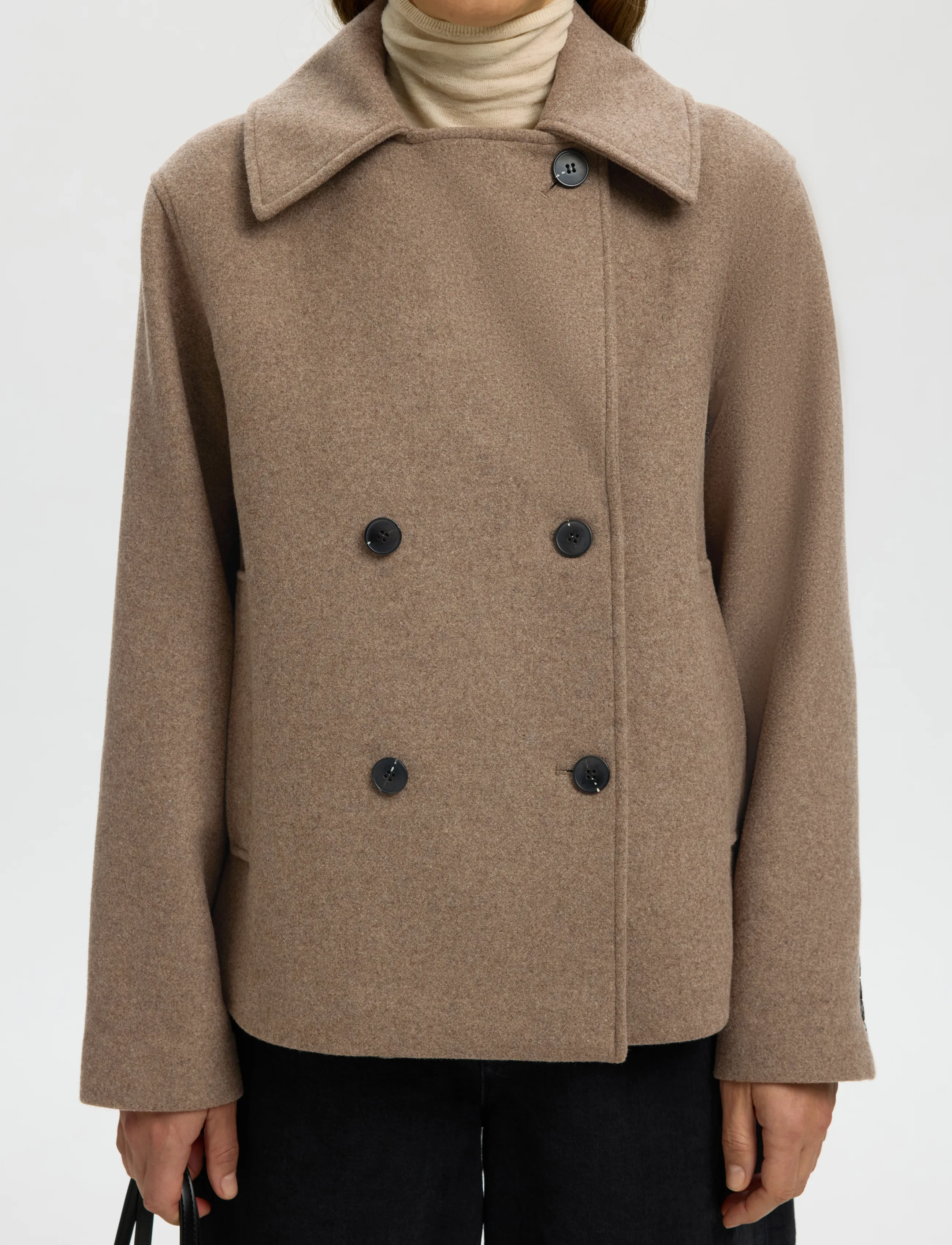 Selected - SLWZIA-ALMA WOOL BLEND JACKET NOOS - uldjakker - fallen rock - 4
