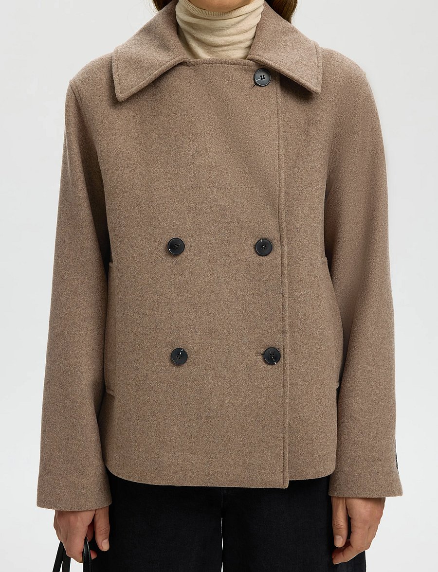 Selected - SLWZIA-ALMA WOOL BLEND JACKET NOOS - uldjakker - fallen rock - 4