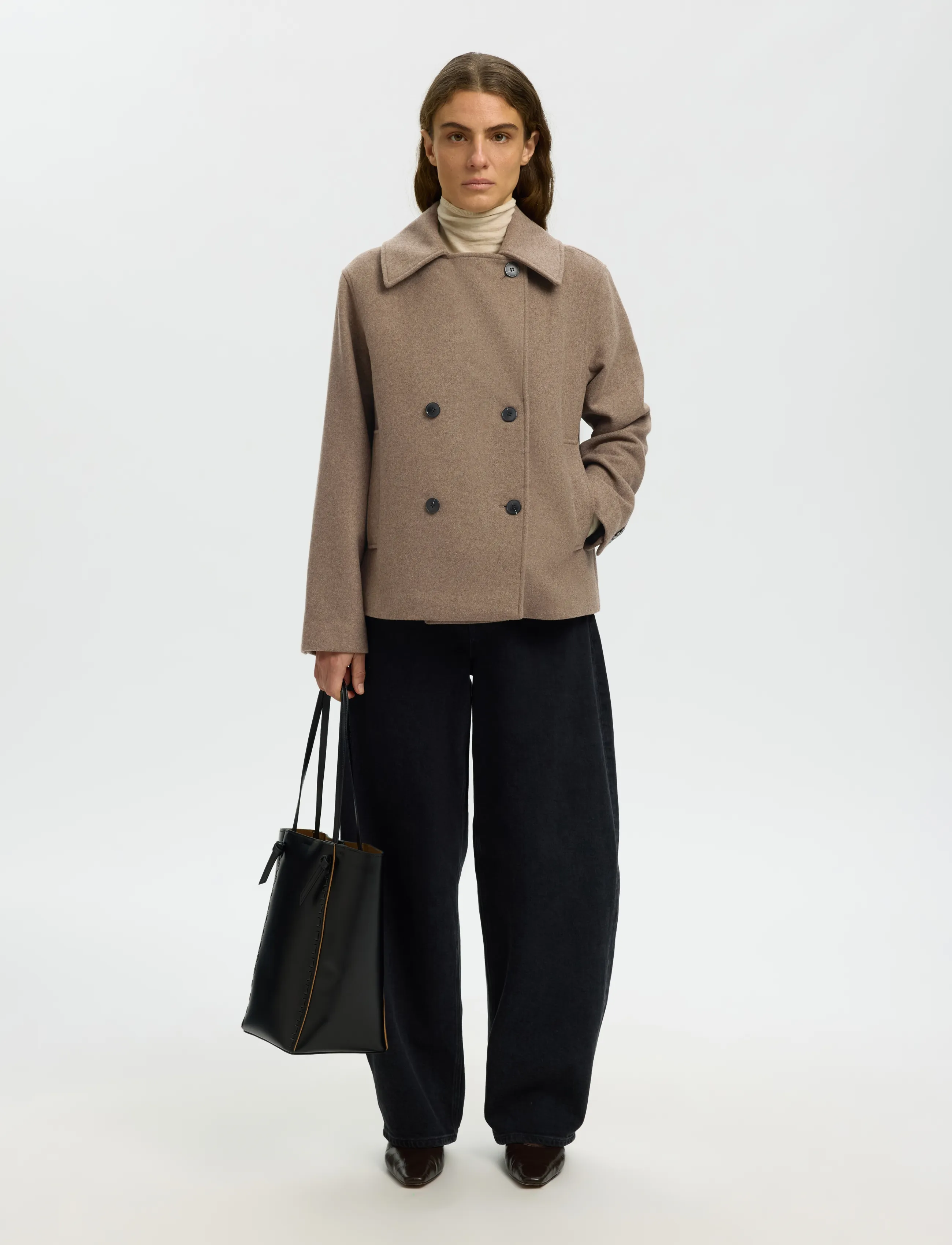 Selected - SLWZIA-ALMA WOOL BLEND JACKET NOOS - uldjakker - fallen rock - 5