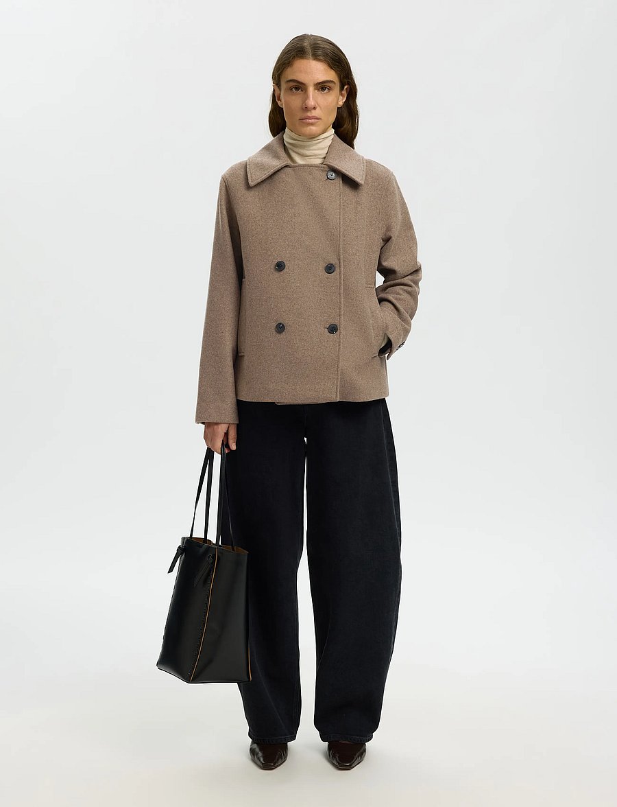 Selected - SLWZIA-ALMA WOOL BLEND JACKET NOOS - uldjakker - fallen rock - 5