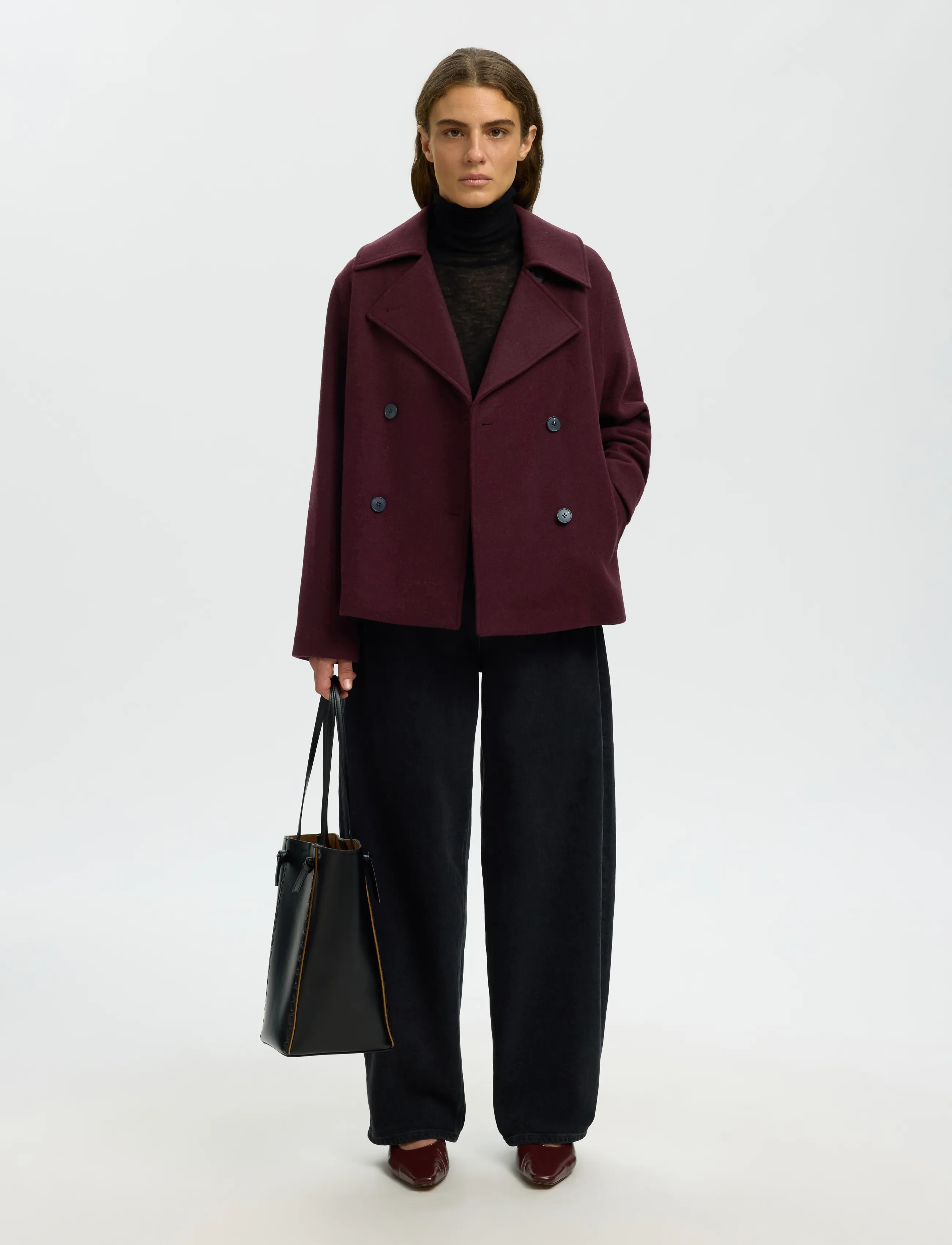 Selected - SLWZIA-ALMA WOOL BLEND JACKET NOOS - ulljackor - tawny port - 3