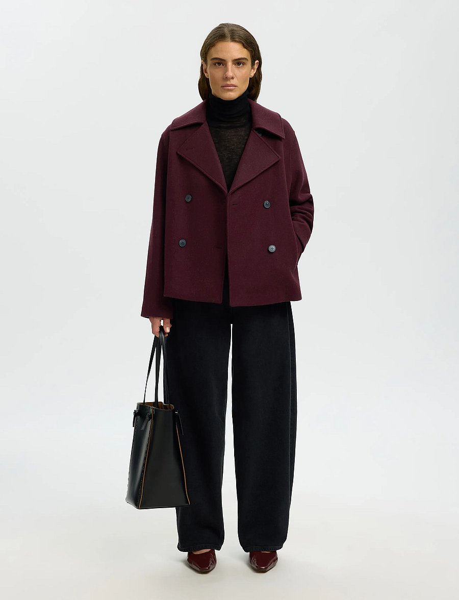 Selected - SLWZIA-ALMA WOOL BLEND JACKET NOOS - ulljackor - tawny port - 3