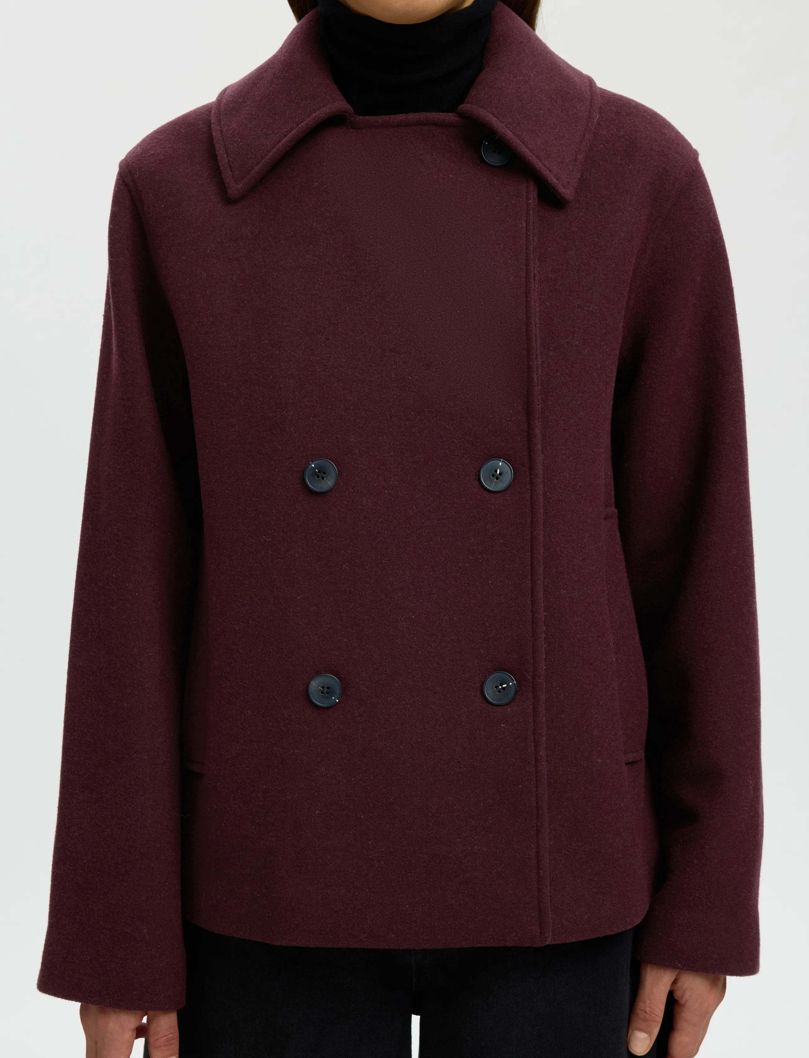 Selected - SLWZIA-ALMA WOOL BLEND JACKET NOOS - ulljackor - tawny port - 4