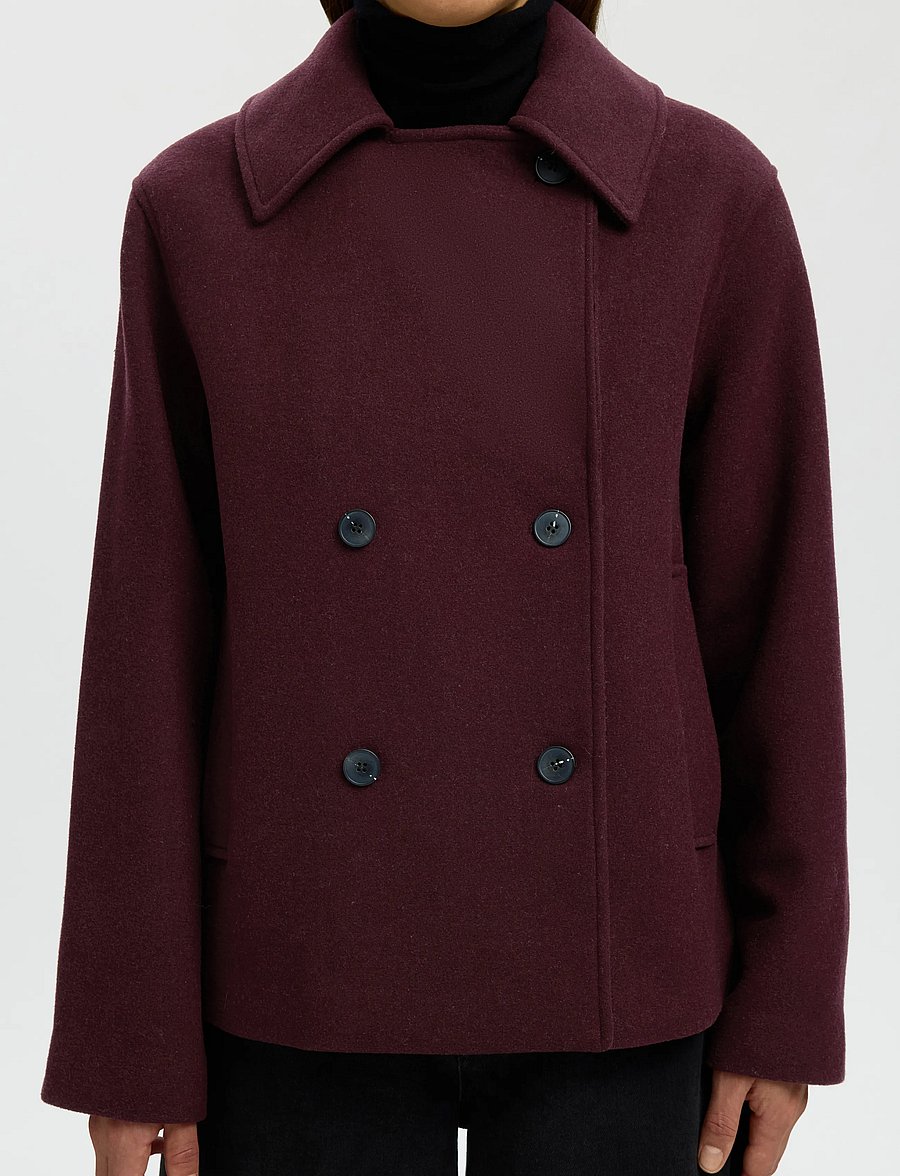 Selected - SLWZIA-ALMA WOOL BLEND JACKET NOOS - ulljackor - tawny port - 4