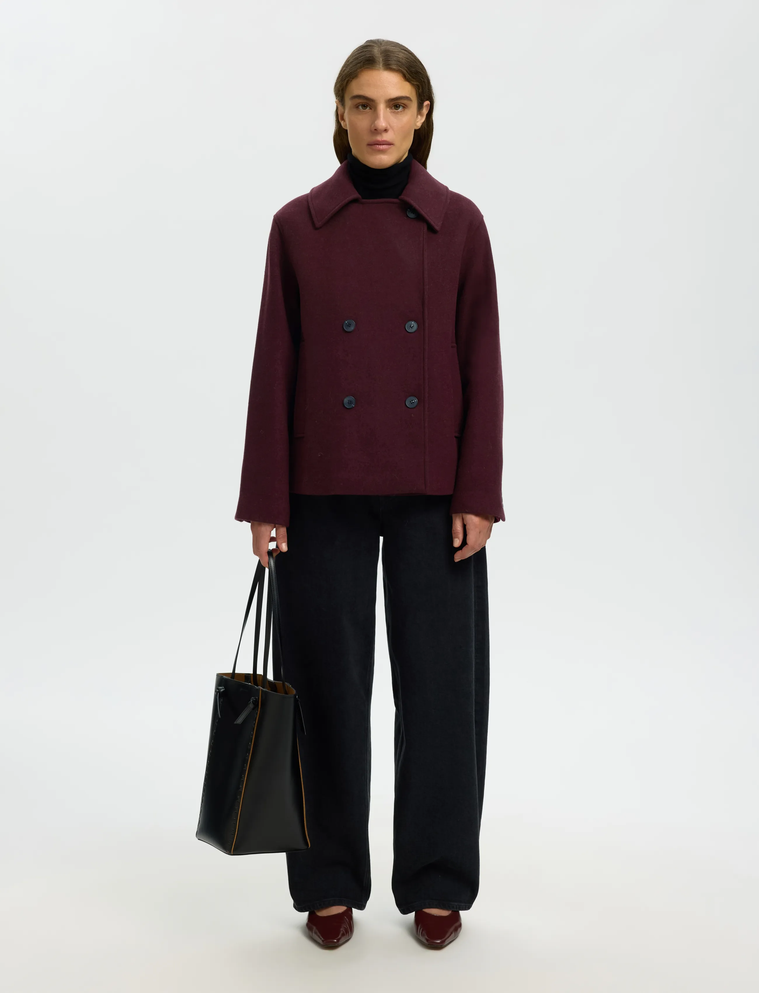 Selected - SLWZIA-ALMA WOOL BLEND JACKET NOOS - ulljackor - tawny port - 5