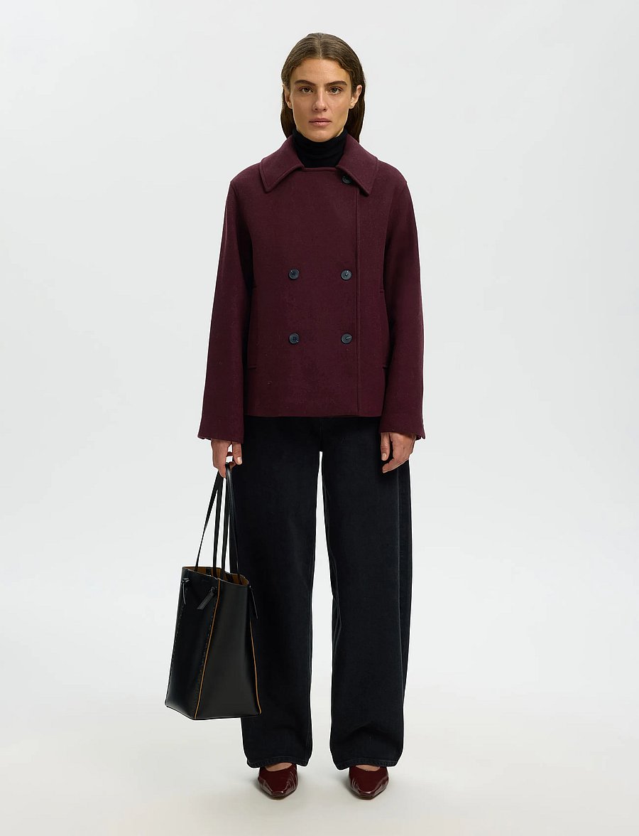Selected - SLWZIA-ALMA WOOL BLEND JACKET NOOS - ulljackor - tawny port - 5