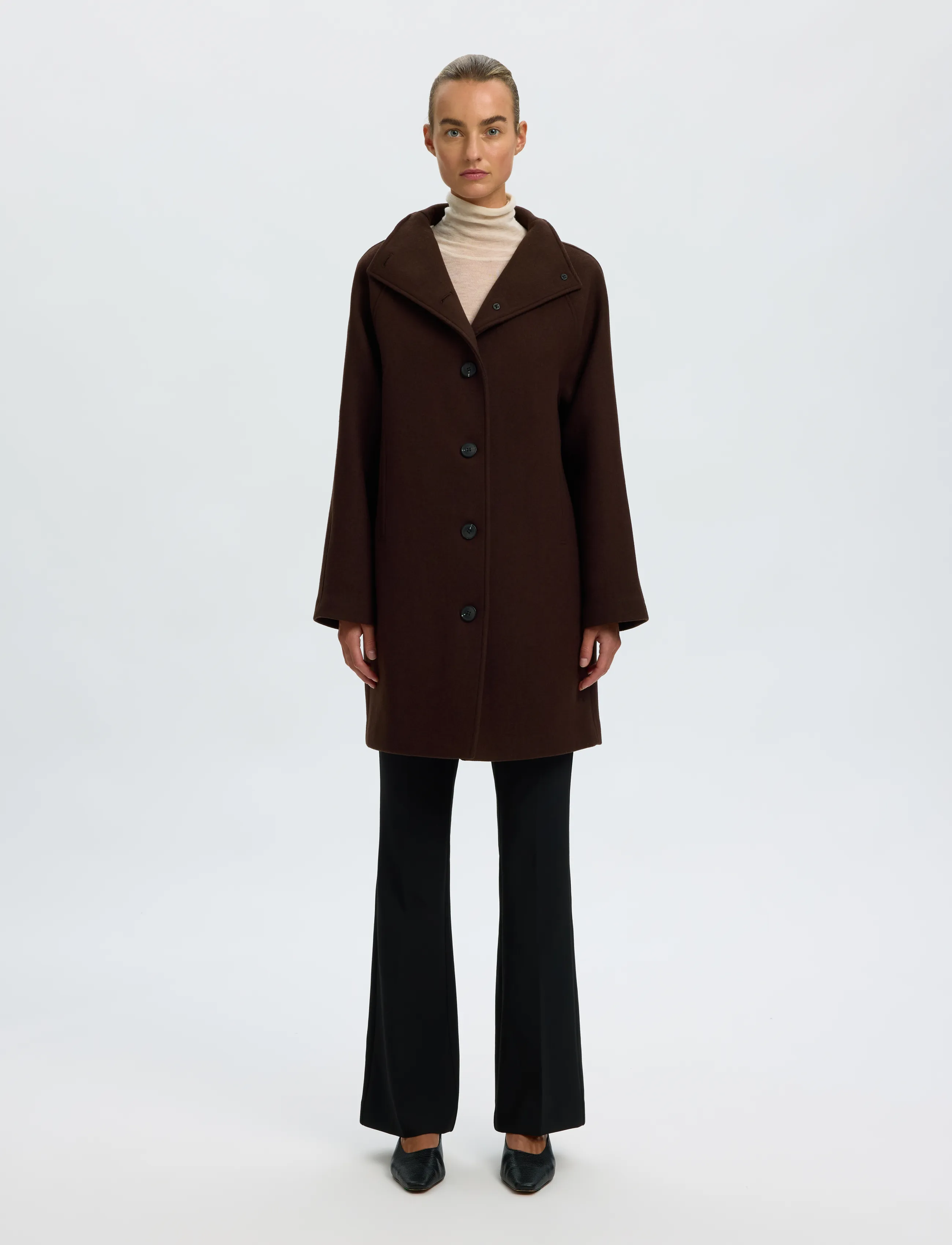Selected Slwzia-Vinni Wool Blend Coat Noos, 38, Coats, Braun - Winter Frauen