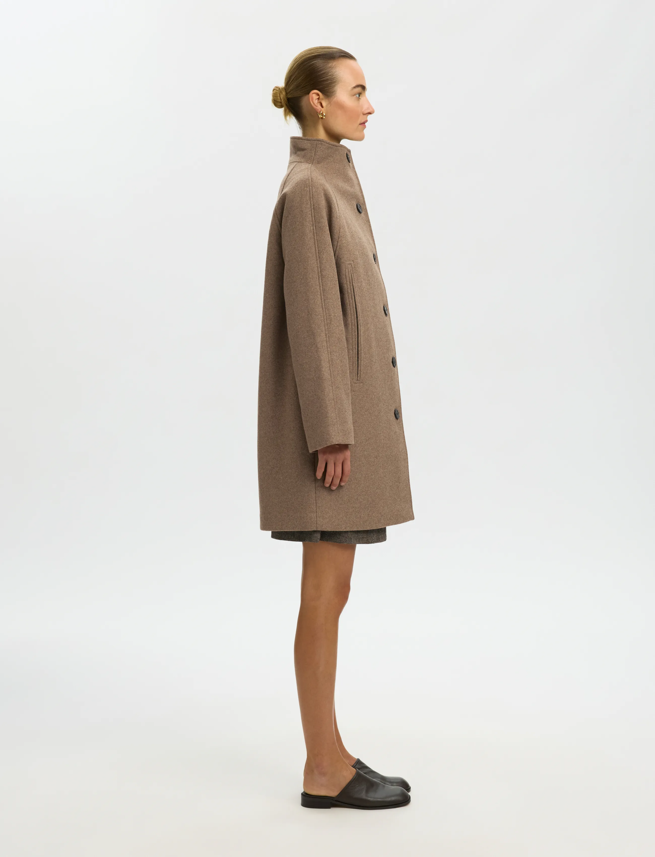 Selected - SLWZIA-VINNI WOOL BLEND COAT NOOS - winterjacken - fallen rock - 3