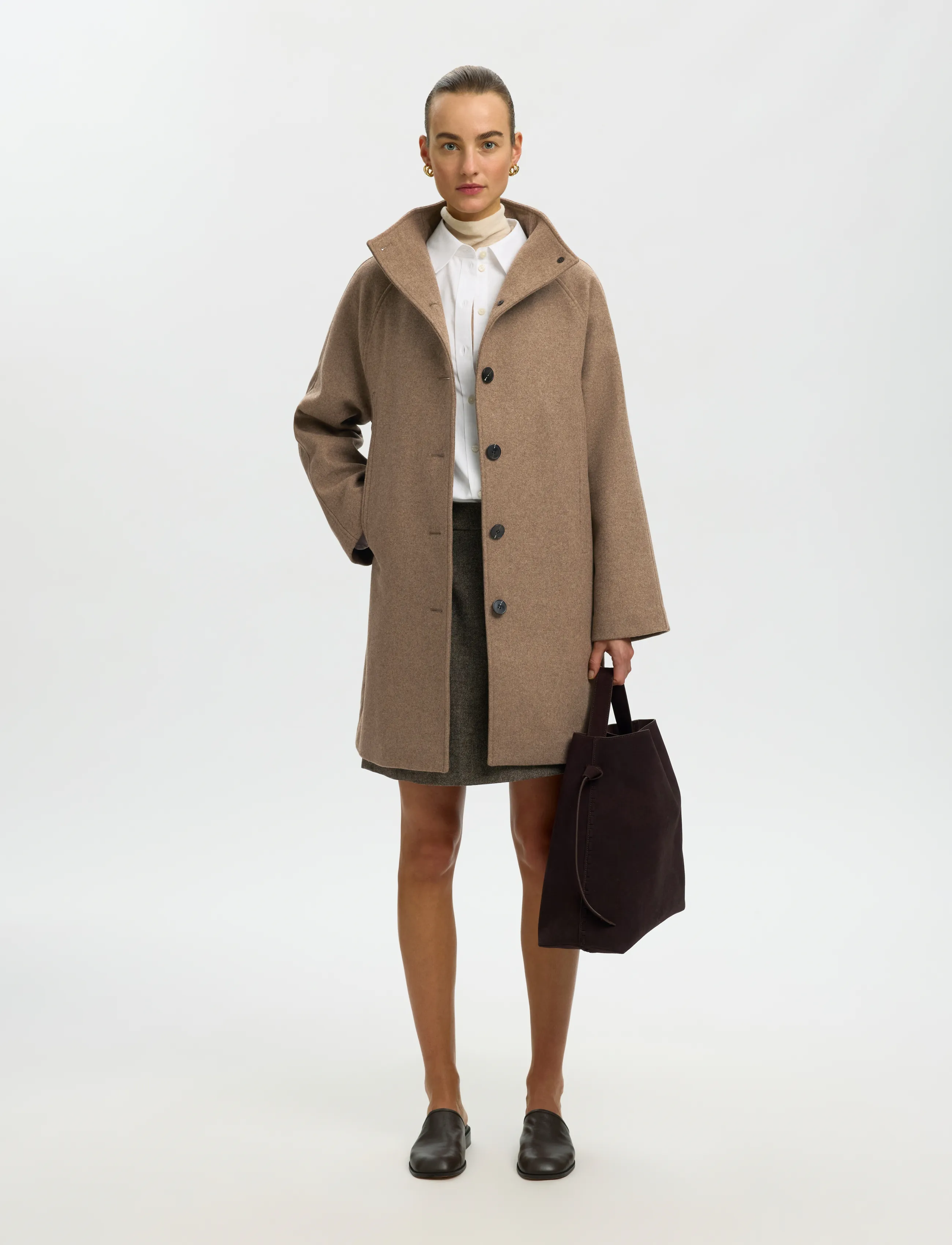 Selected - SLWZIA-VINNI WOOL BLEND COAT NOOS - winterjacken - fallen rock - 5