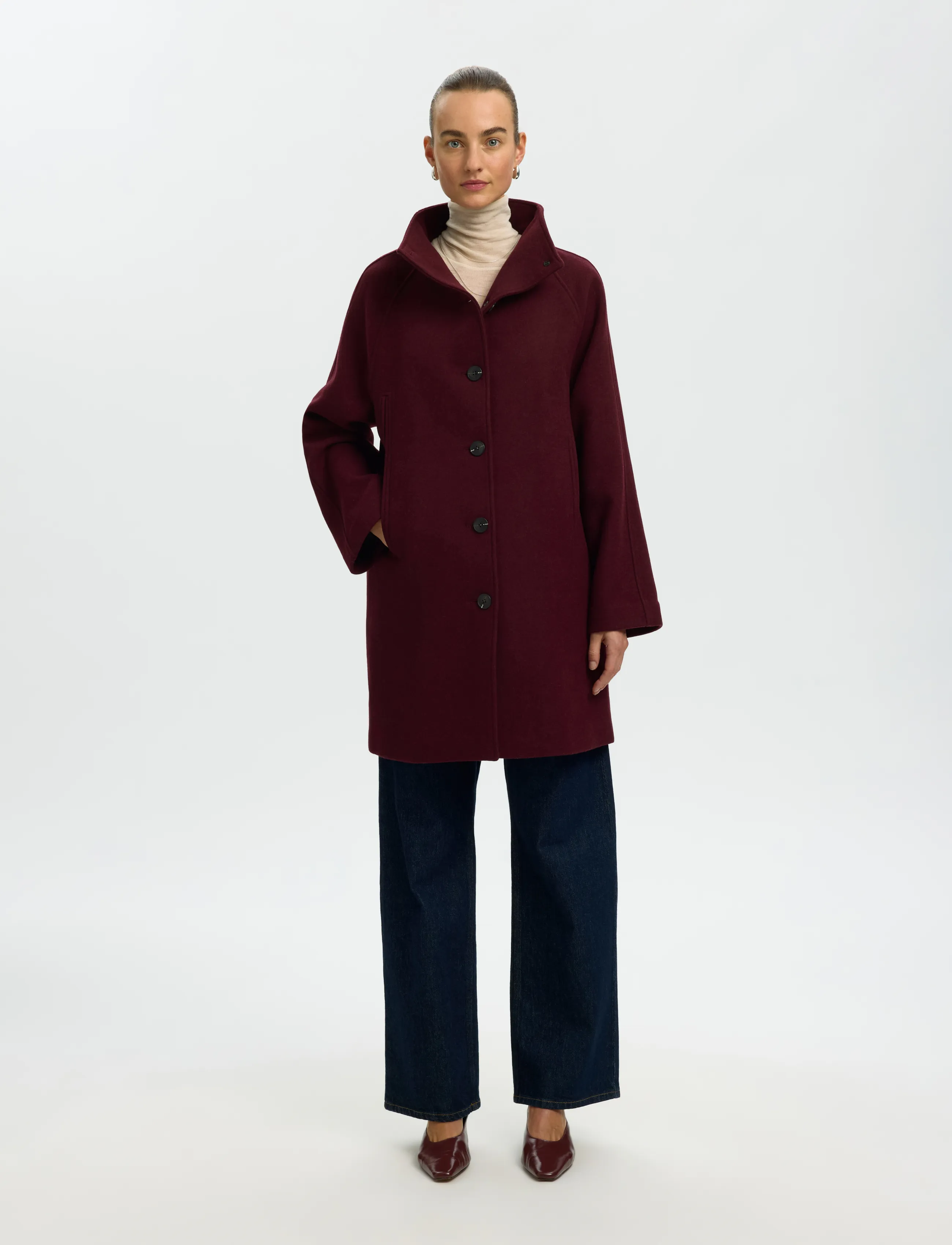 Selected SLWZIA-VINNI WOOL BLEND COAT NOOS - Wollmäntel - TAWNY PORT / burgundy