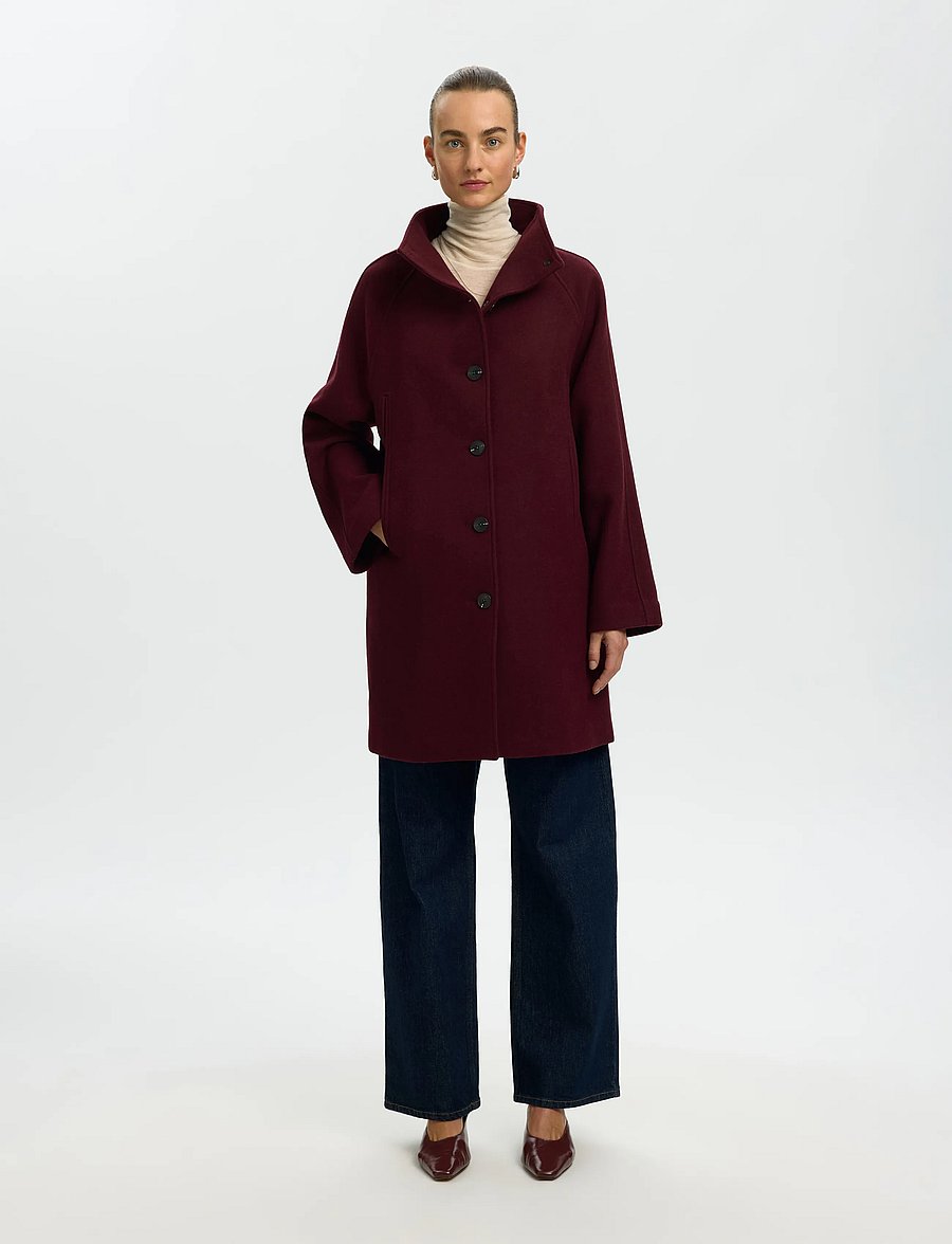 Selected - SLWZIA-VINNI WOOL BLEND COAT NOOS - winterjacken - tawny port - 0