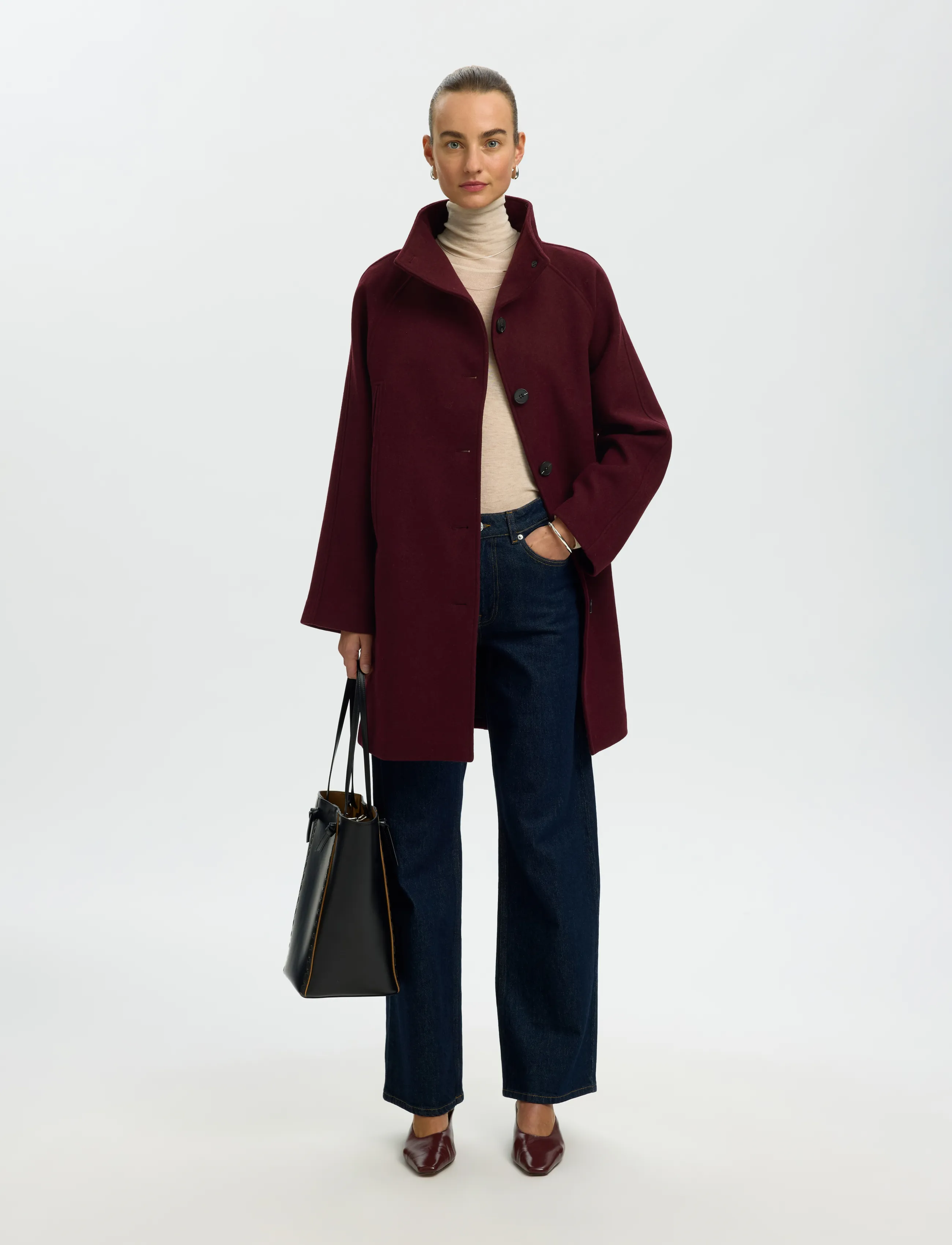 Selected - SLWZIA-VINNI WOOL BLEND COAT NOOS - winterjacken - tawny port - 5
