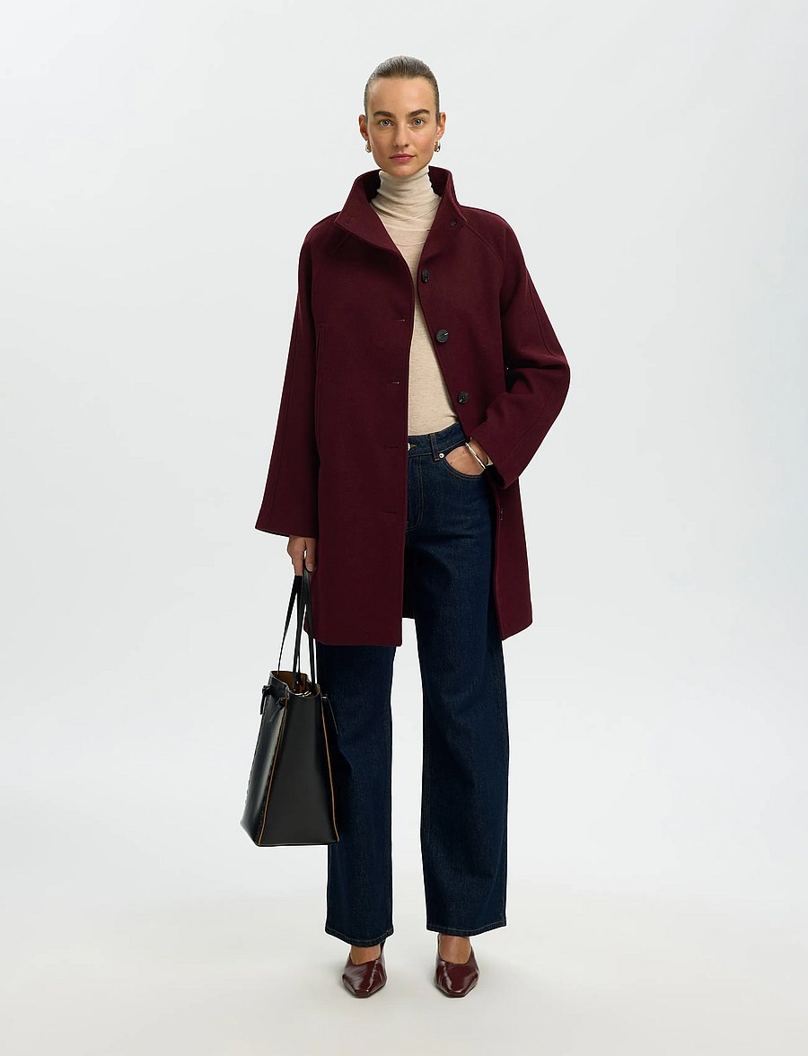 Selected - SLWZIA-VINNI WOOL BLEND COAT NOOS - winterjacken - tawny port - 5