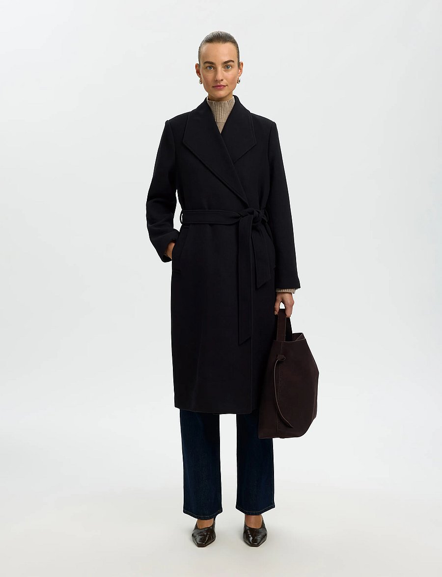 Selected - SLWZIA-ROSA WOOL BLEND COAT NOOS - black - 0