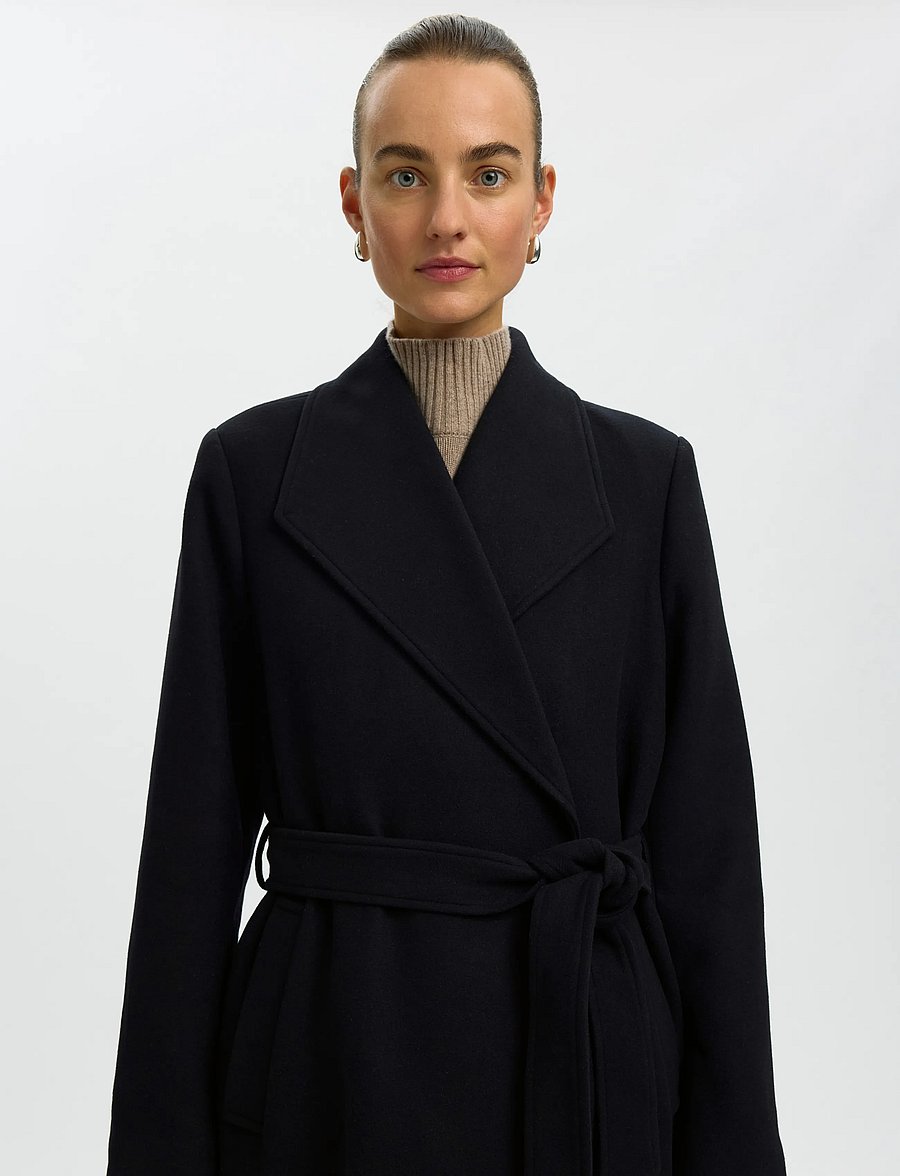 Selected - SLWZIA-ROSA WOOL BLEND COAT NOOS - black - 4