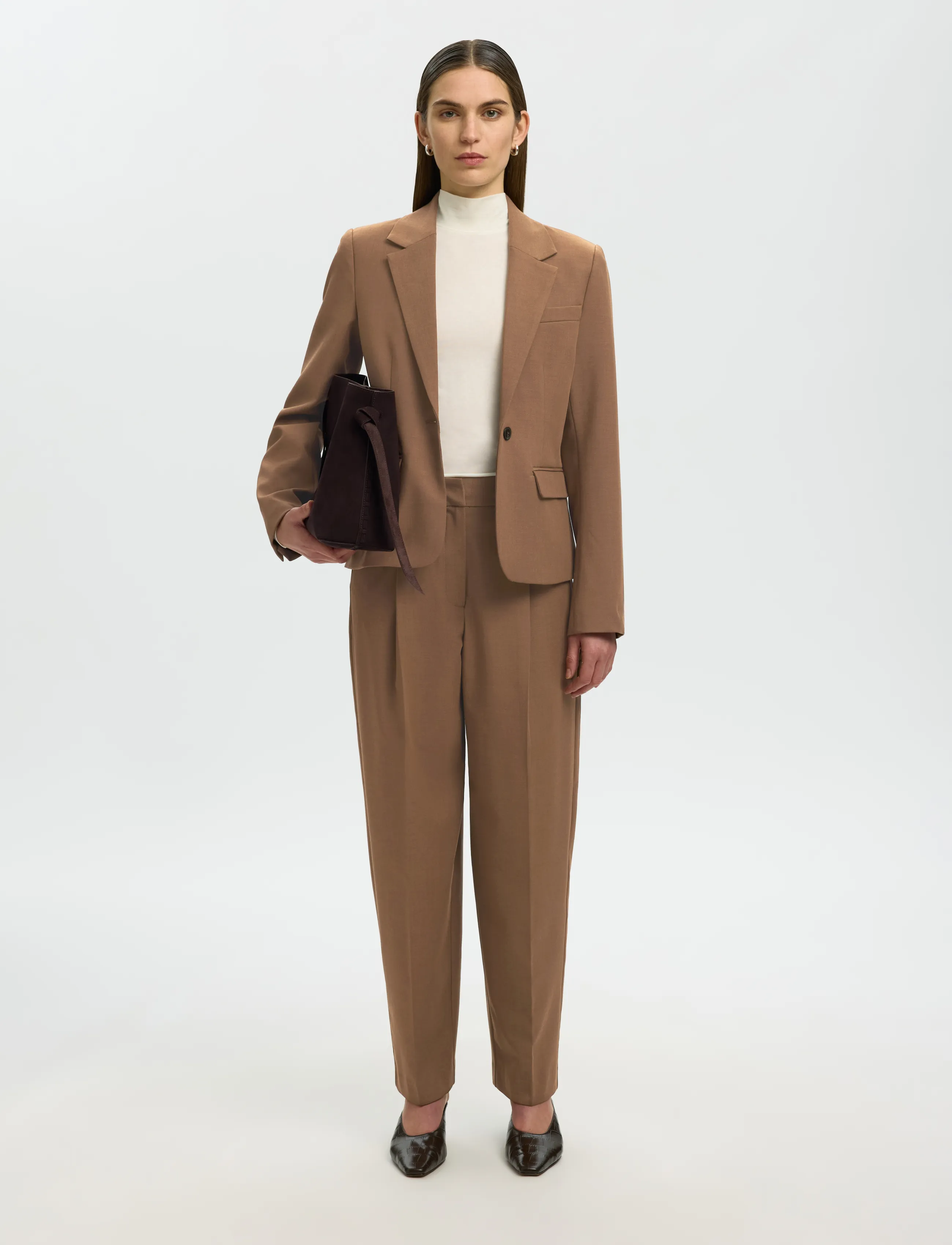 Selected - SLWBARREL SIGNE PANT - toffee - 3