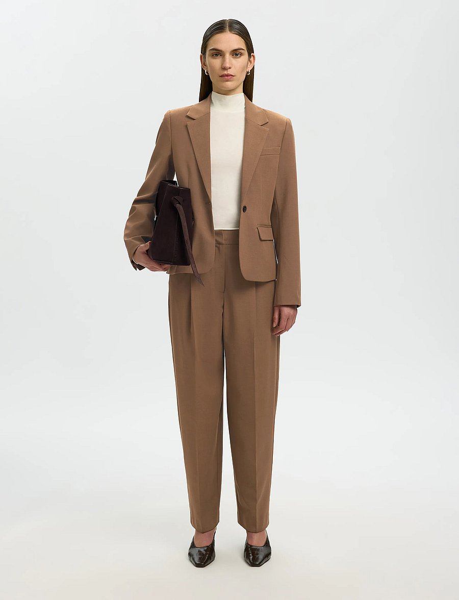 Selected - SLWBARREL SIGNE PANT - toffee - 3