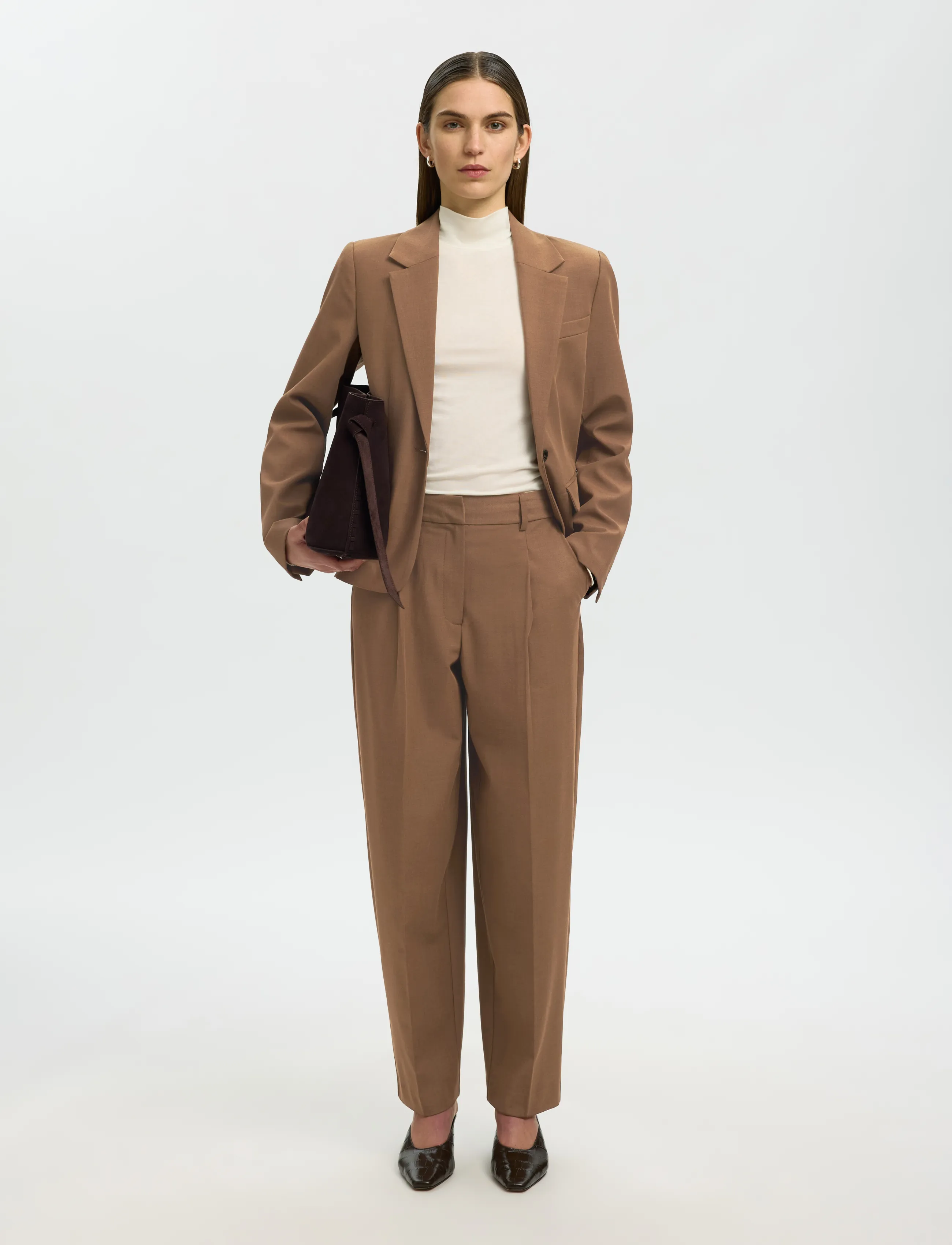 Selected - SLWBARREL SIGNE PANT - toffee - 5