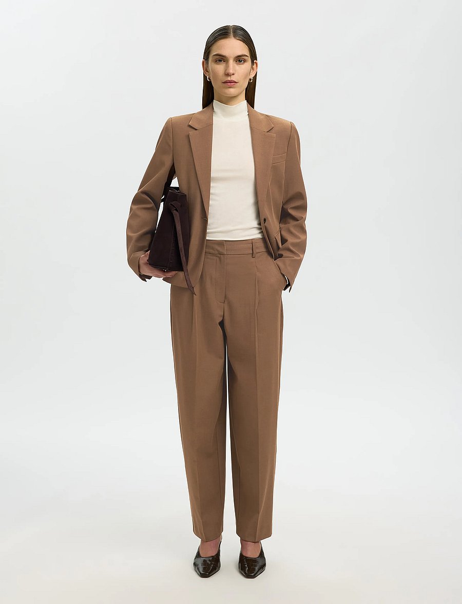 Selected - SLWBARREL SIGNE PANT - toffee - 5