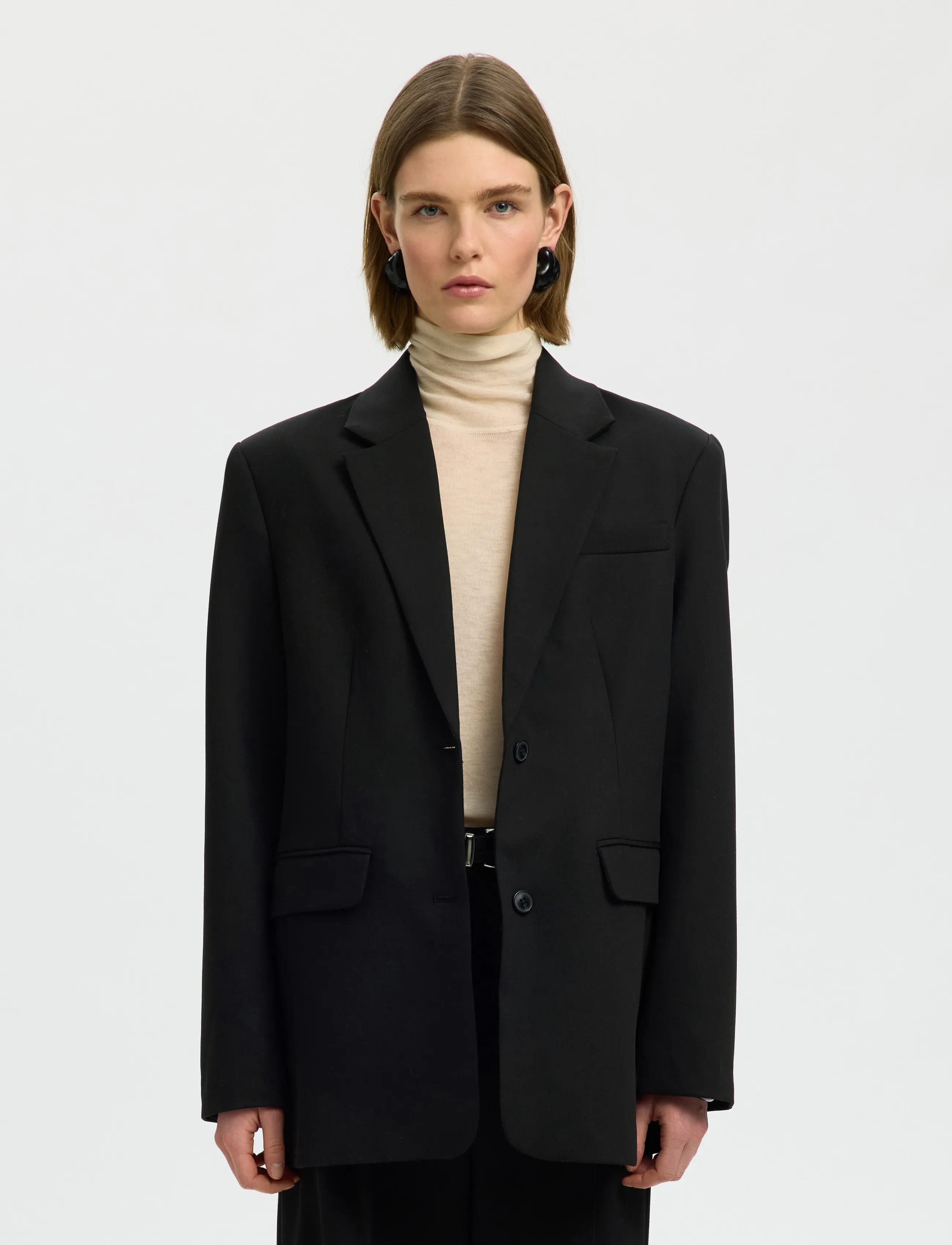 Selected - SLWOVERSIZED MARA WOOL BLEND BLAZER NOOS - black - 0