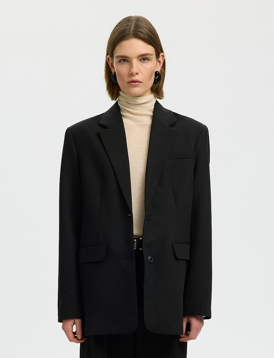 Selected - SLWOVERSIZED MARA WOOL BLEND BLAZER NOOS - black - 0