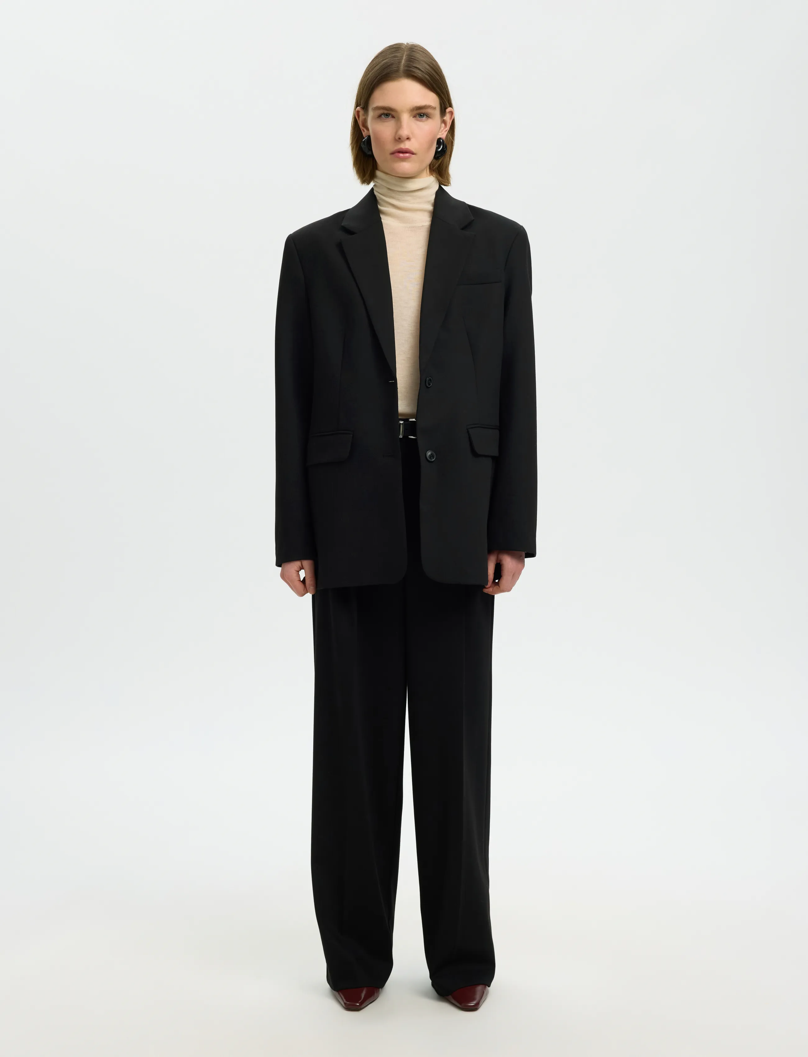 Selected - SLWOVERSIZED MARA WOOL BLEND BLAZER NOOS - black - 3