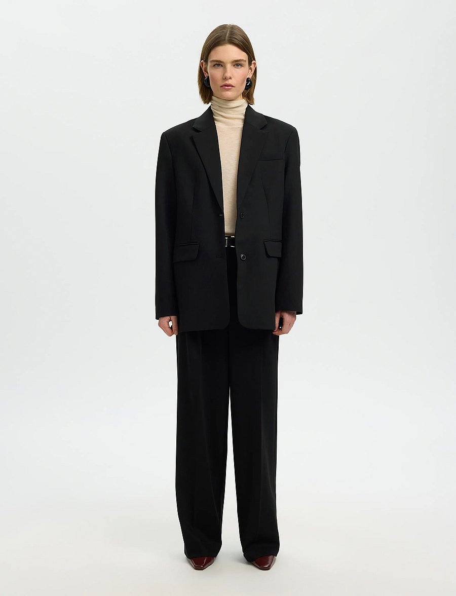 Selected - SLWOVERSIZED MARA WOOL BLEND BLAZER NOOS - black - 3
