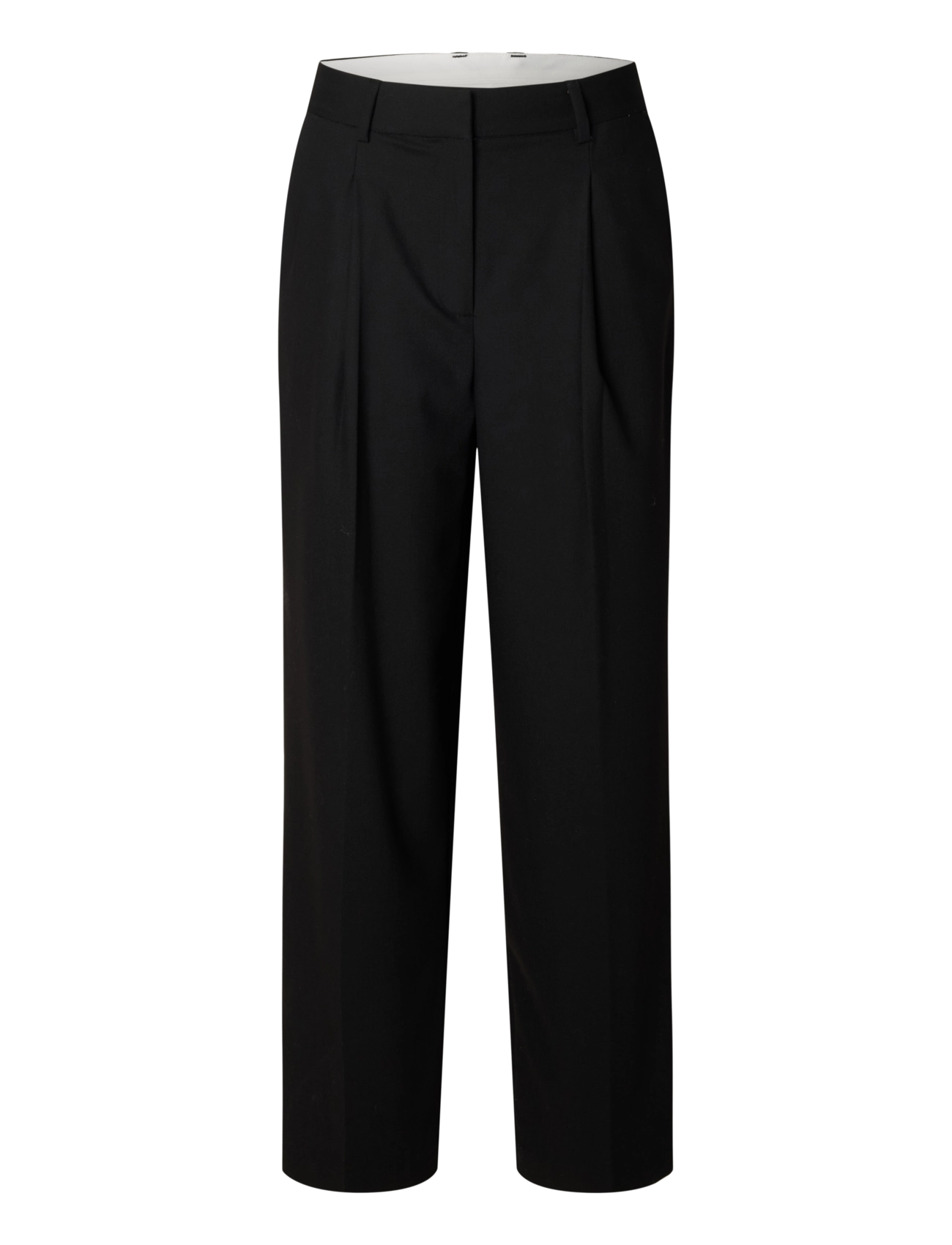 Selected - SLWWIDE MARA WOOL BLEND HW PANT NOOS - tailored trousers - black - 1