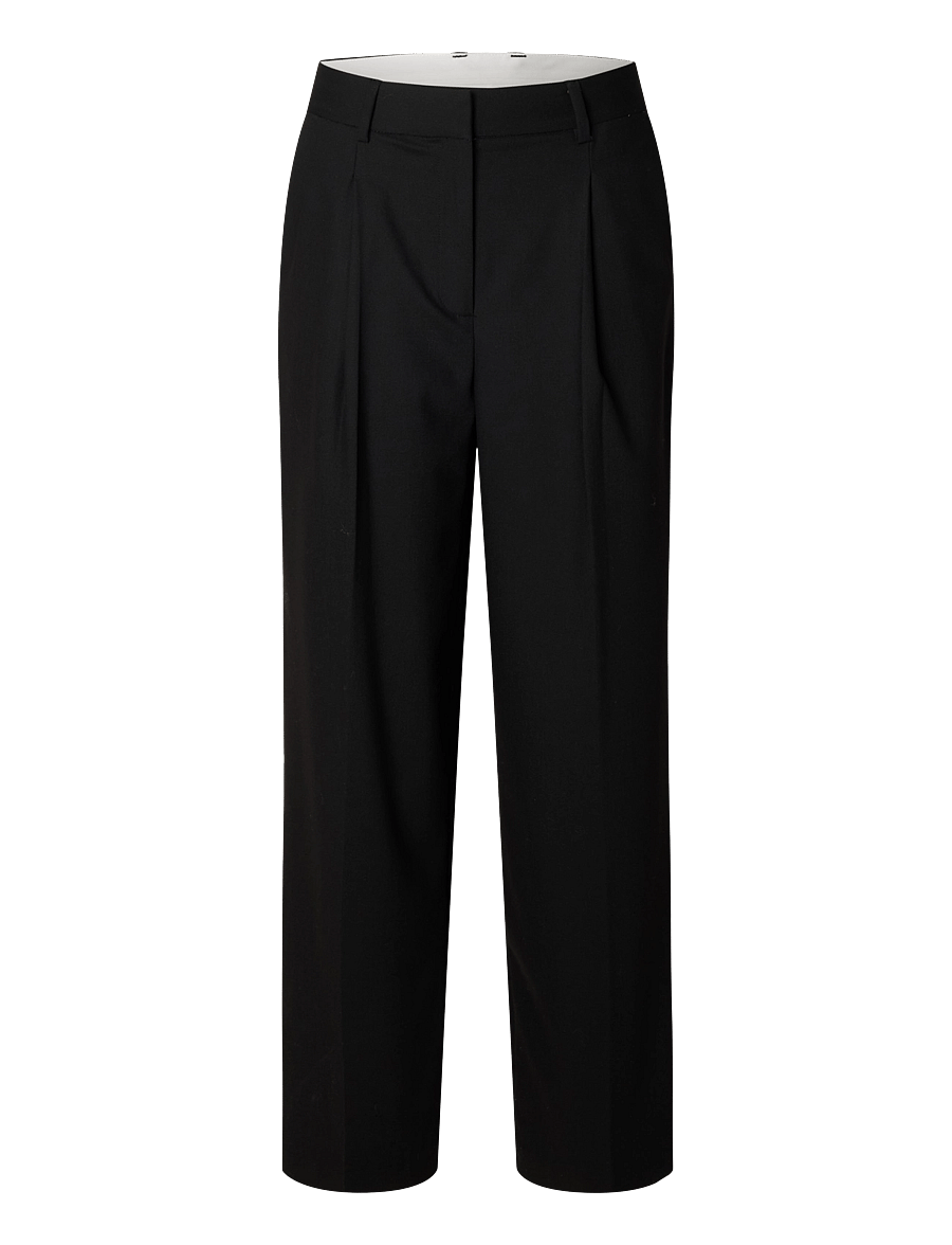 Selected - SLWWIDE MARA WOOL BLEND HW PANT NOOS - anzugshosen - black - 1