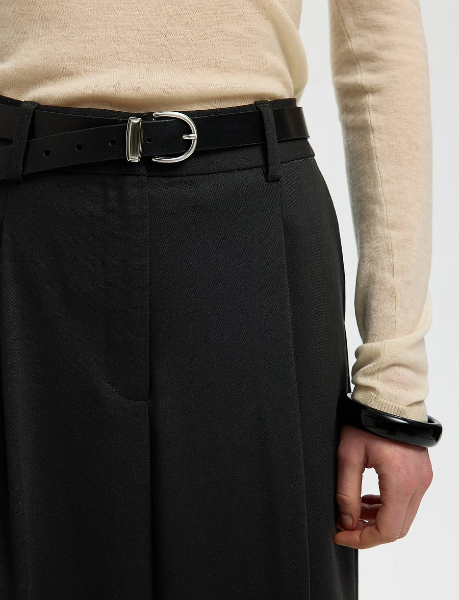 Selected - SLWWIDE MARA WOOL BLEND HW PANT NOOS - anzugshosen - black - 4