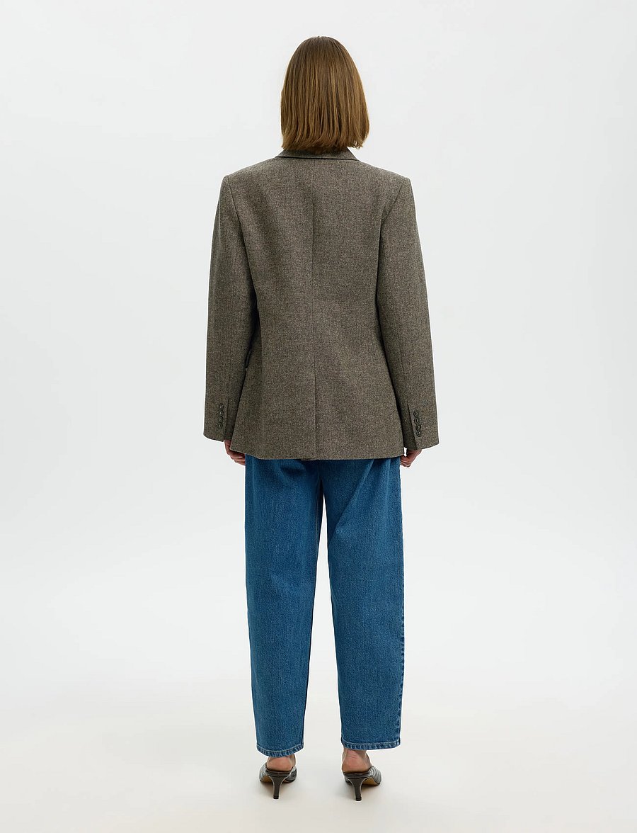 Selected - SLWREEDA WOOL BLEND DB BLAZER - double breasted blazers - brownie - 2