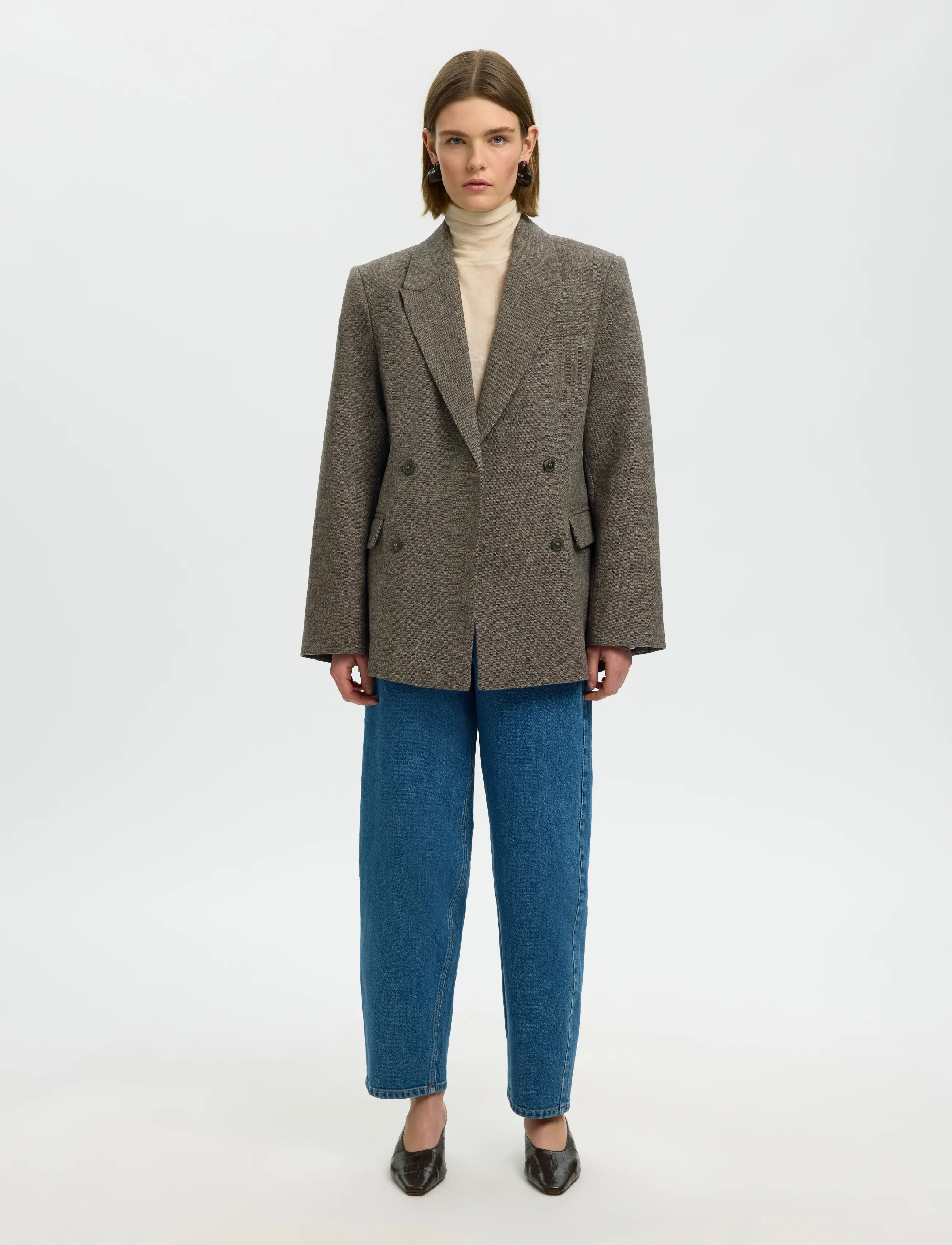 SELECTED Slwreeda Wool Blend Db Blazer Noos dam – bild 3