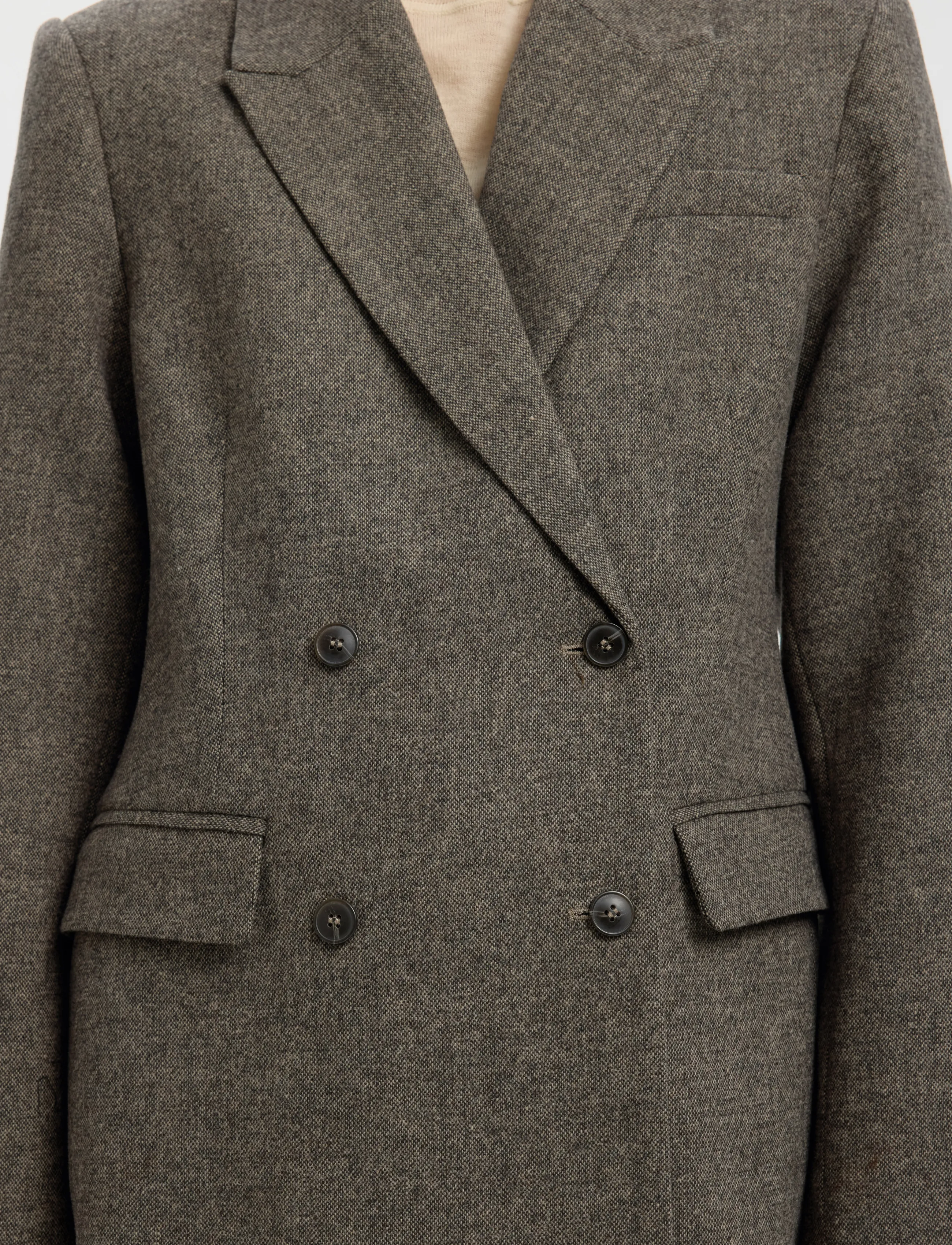 Selected - SLWREEDA WOOL BLEND DB BLAZER - double breasted blazers - brownie - 4