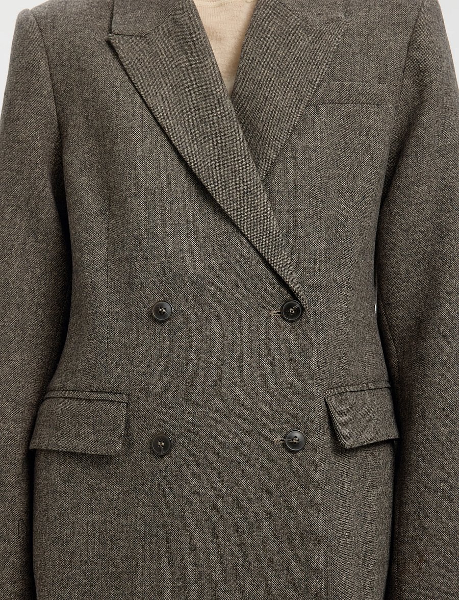 Selected - SLWREEDA WOOL BLEND DB BLAZER - double breasted blazers - brownie - 4