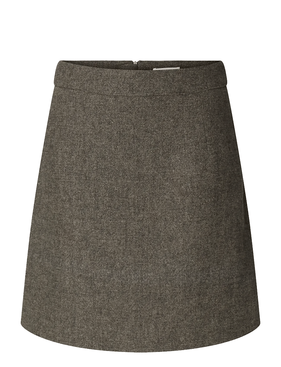 Selected - SLWREEDA WOOL BLEND HW SHORT SKIRT NOOS - korte nederdele - brownie - 1