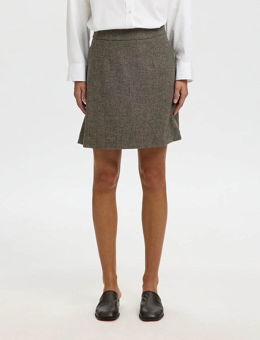 Selected - SLWREEDA WOOL BLEND HW SHORT SKIRT NOOS - korte nederdele - brownie - 0