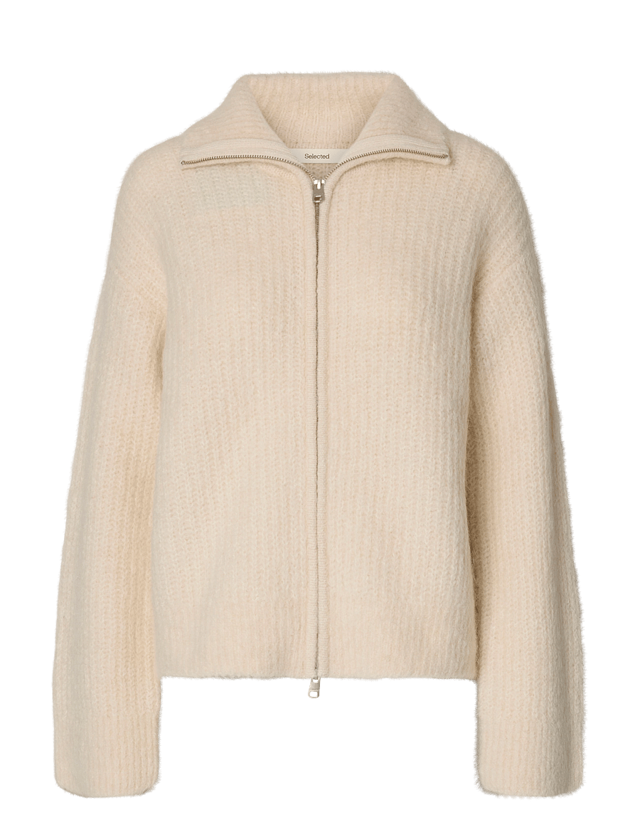 Selected - SLWGABRIELLA LS KNIT ZIP CARDIGAN NOOS - wolljacken - birch - 0