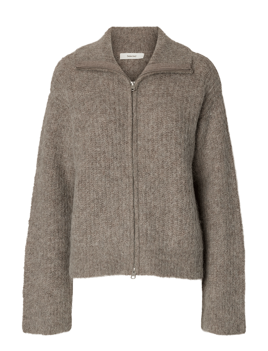Selected - SLWGABRIELLA LS KNIT ZIP CARDIGAN NOOS - wolljacken - steel gray - 0