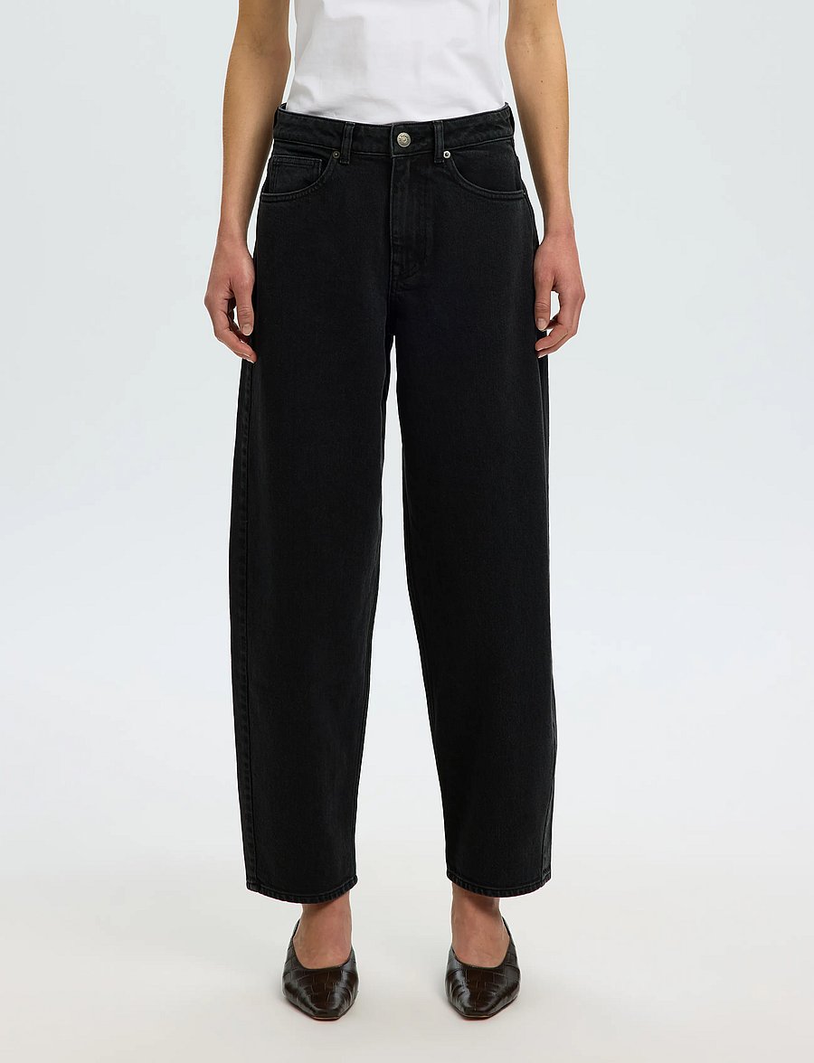 Selected - SLWBARREL BEA-KORI HW JEANS NOOS - black denim - 0
