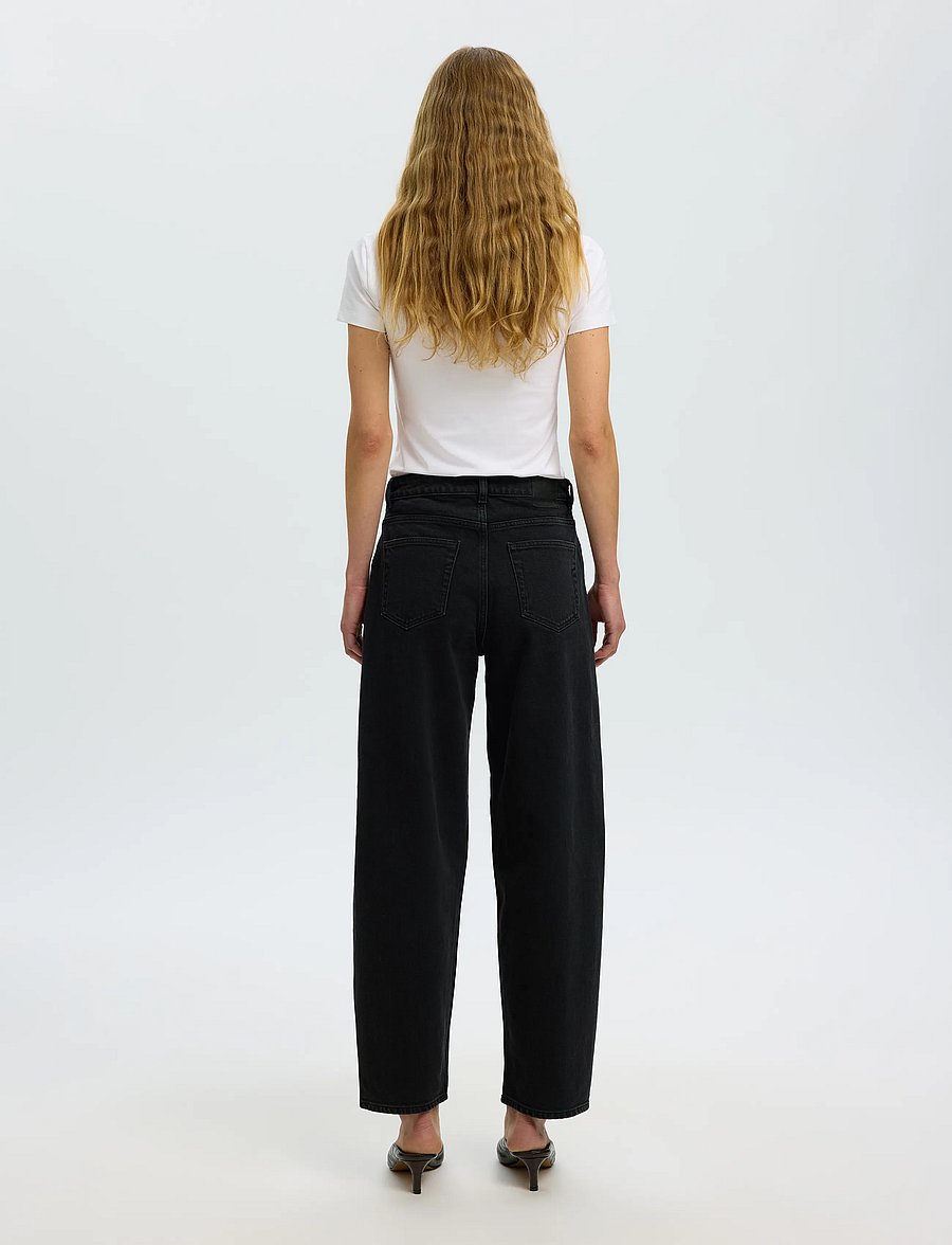 Selected - SLWBARREL BEA-KORI HW JEANS NOOS - black denim - 2
