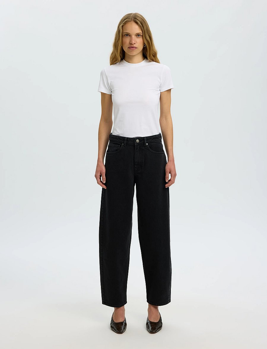 Selected - SLWBARREL BEA-KORI HW JEANS NOOS - black denim - 3