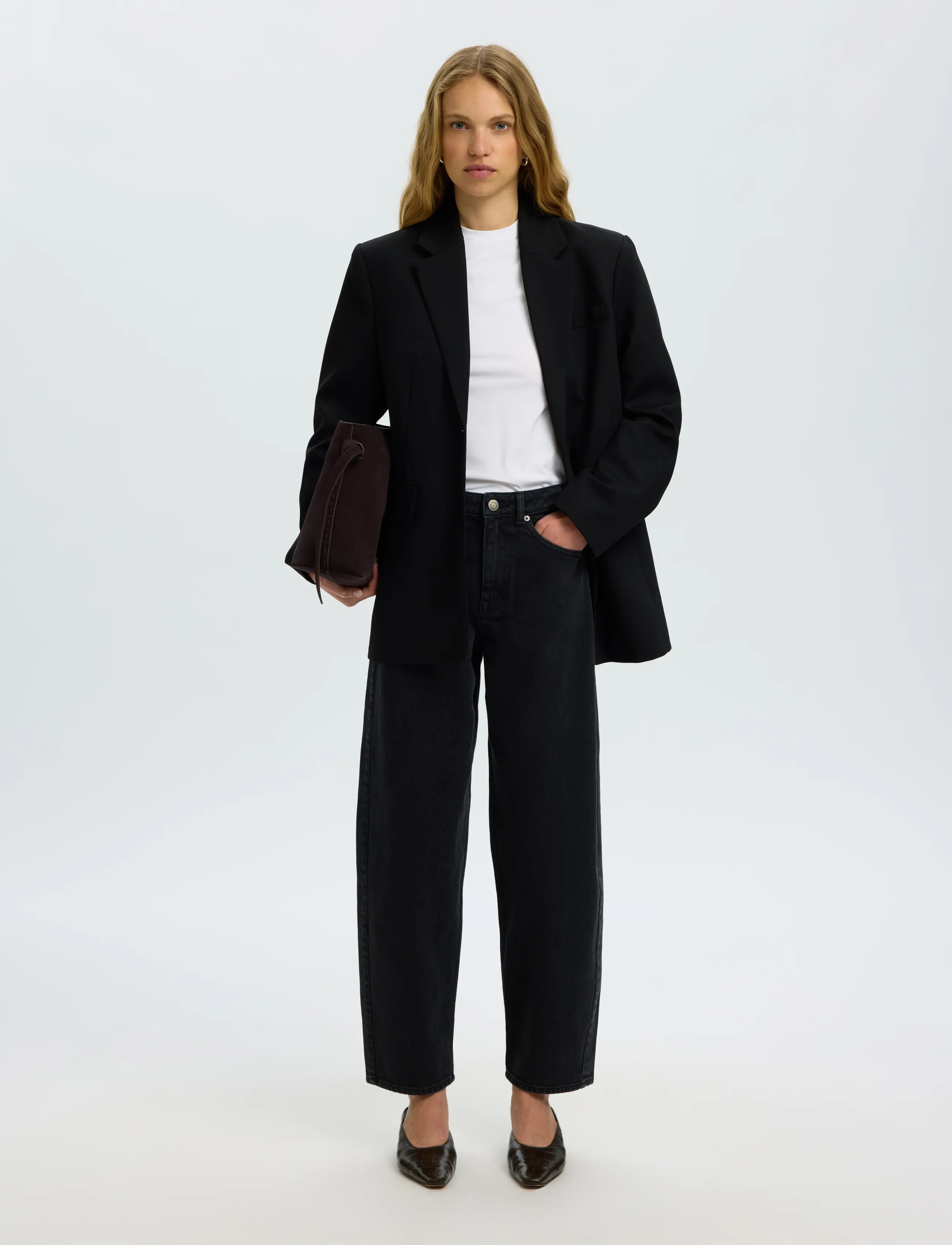 Selected - SLWBARREL BEA-KORI HW JEANS NOOS - black denim - 5