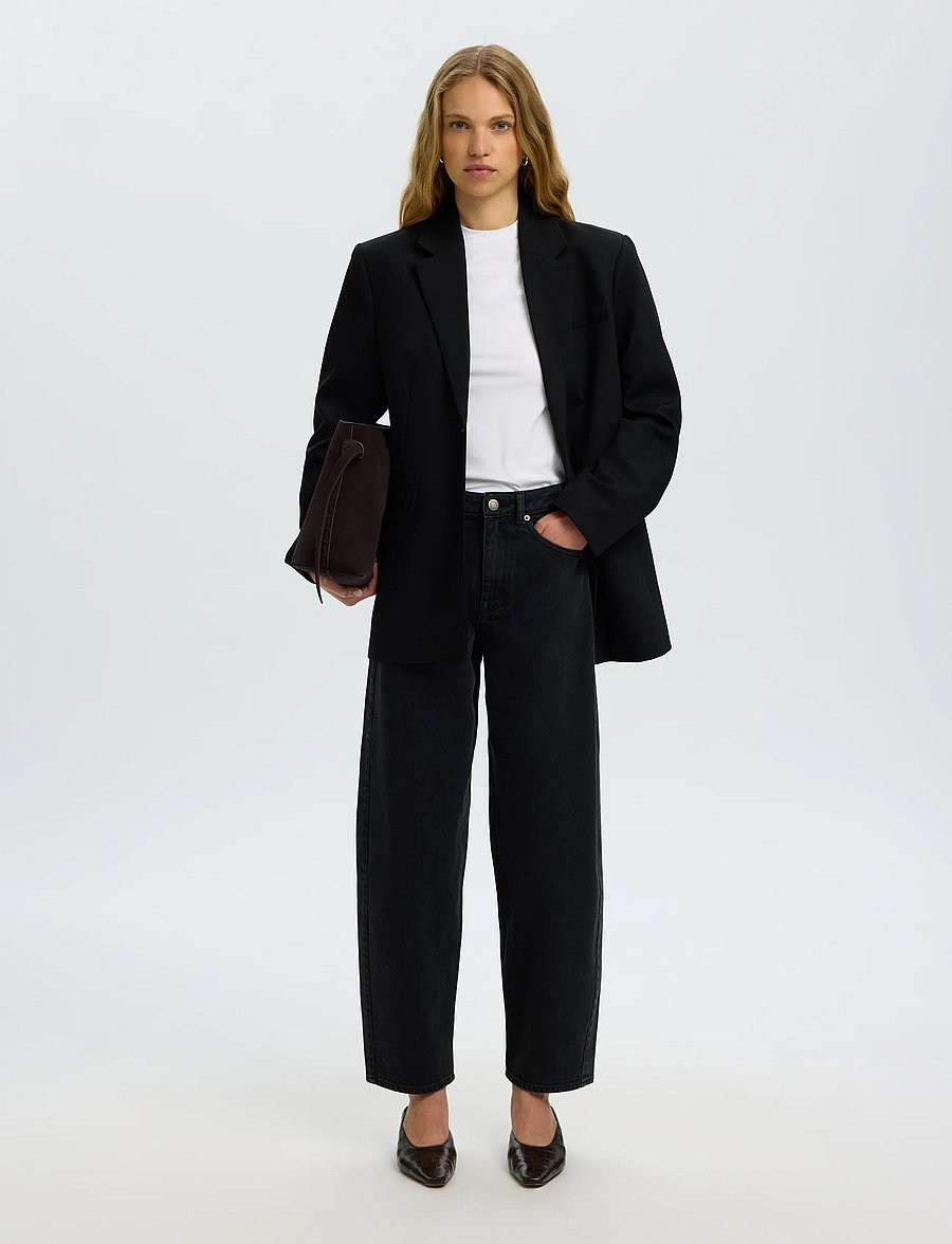Selected - SLWBARREL BEA-KORI HW JEANS NOOS - black denim - 5