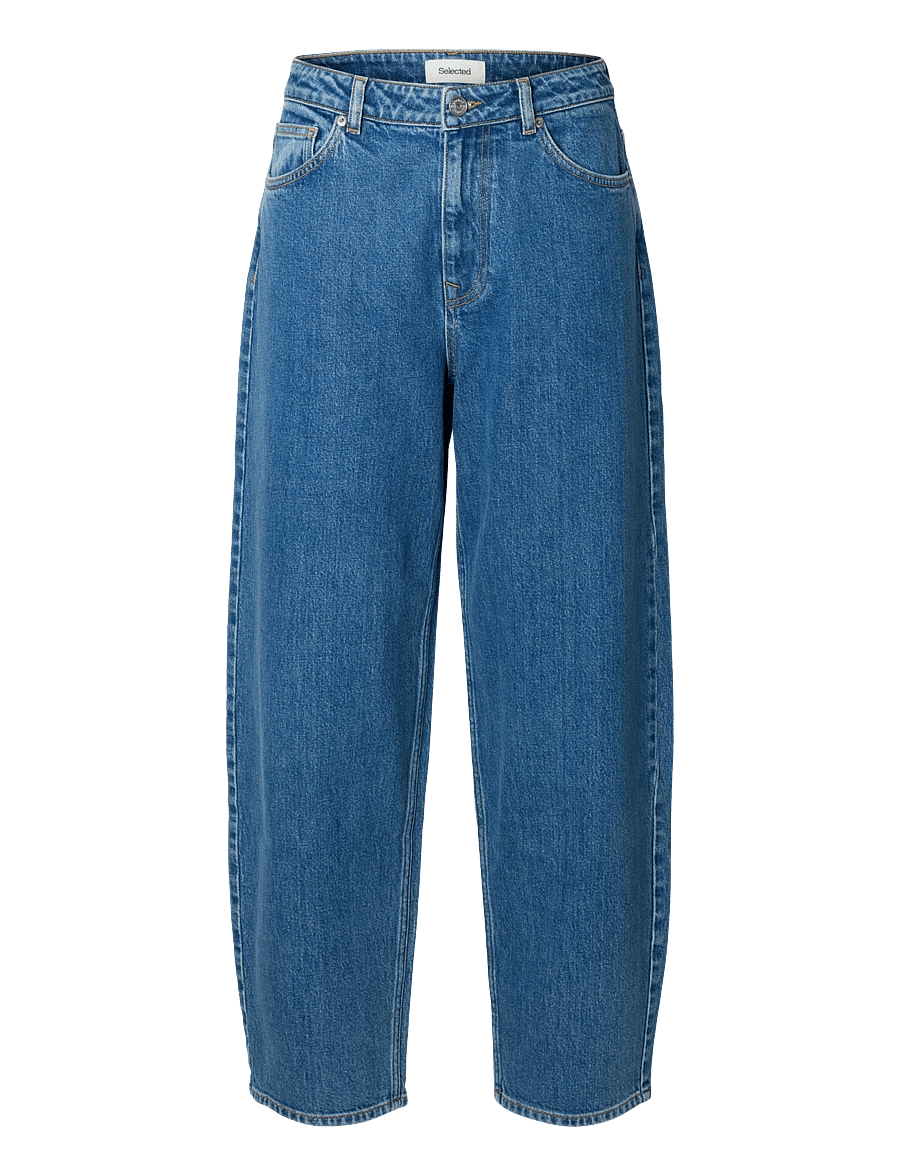 Selected - SLWBARREL BEA-KORI HW JEANS NOOS - barrel jeans - medium blue denim - 1