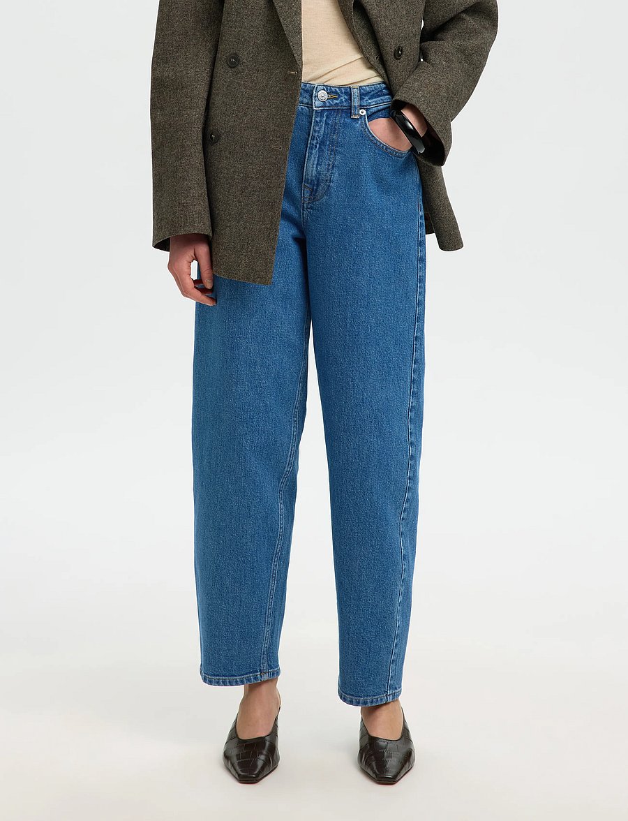 Selected - SLWBARREL BEA-KORI HW JEANS NOOS - barrel jeans - medium blue denim - 0