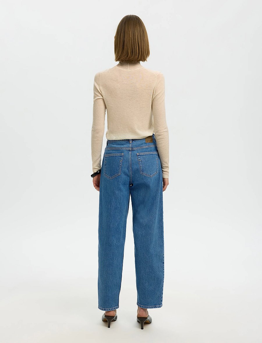 Selected - SLWBARREL BEA-KORI HW JEANS NOOS - barrel jeans - medium blue denim - 2