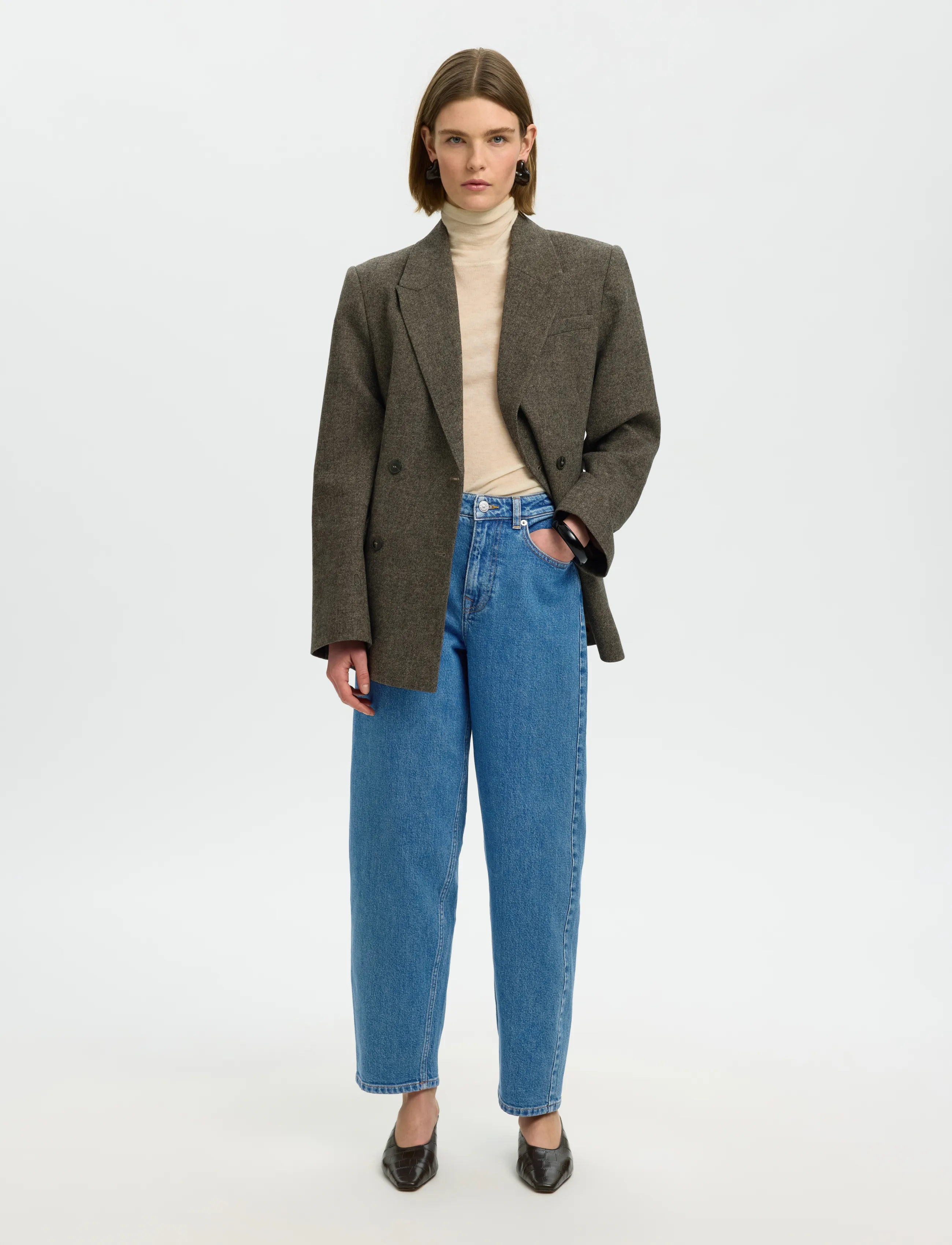 Selected - SLWBARREL BEA-KORI HW JEANS NOOS - barrel jeans - medium blue denim - 3