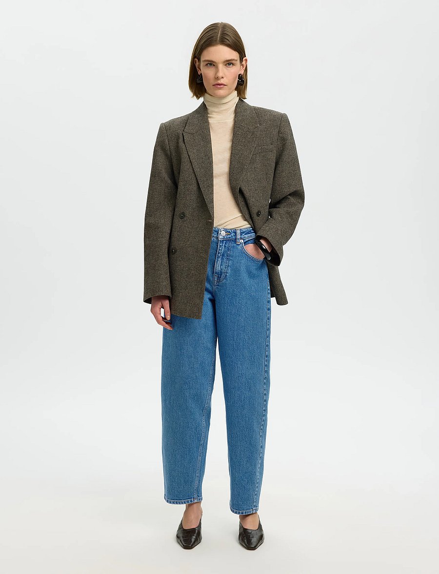 Selected - SLWBARREL BEA-KORI HW JEANS NOOS - barrel jeans - medium blue denim - 3
